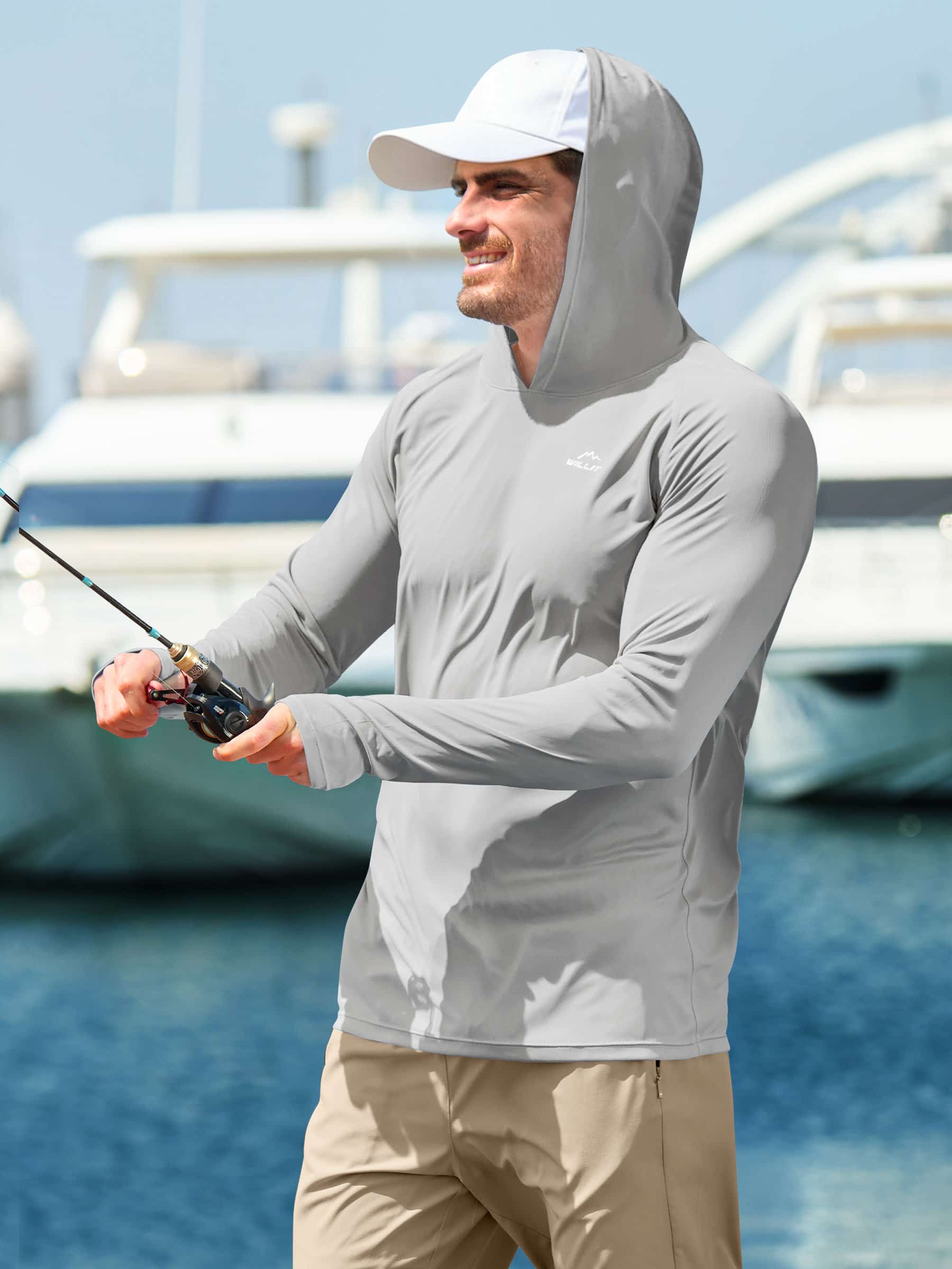 Men's Sun Protection Long Sleeve Shirts with Hood - Image 16