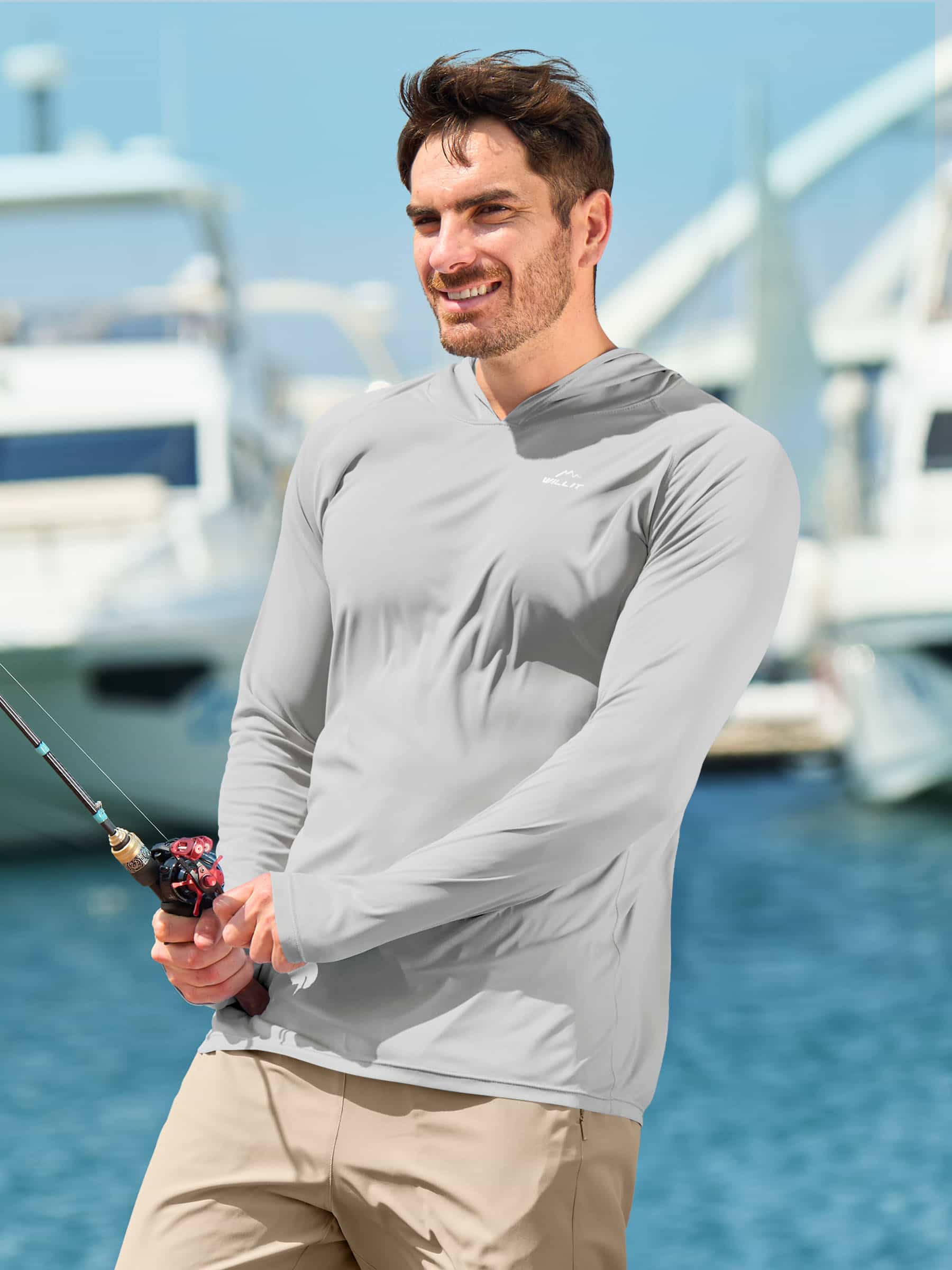 Men's Sun Protection Long Sleeve Shirts with Hood - Image 17