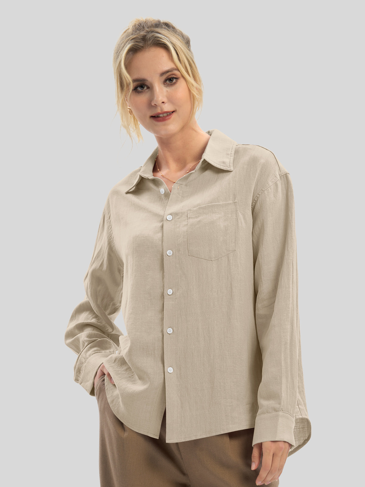 Women's Breeze Linen Button-Down Shirts - Image 4