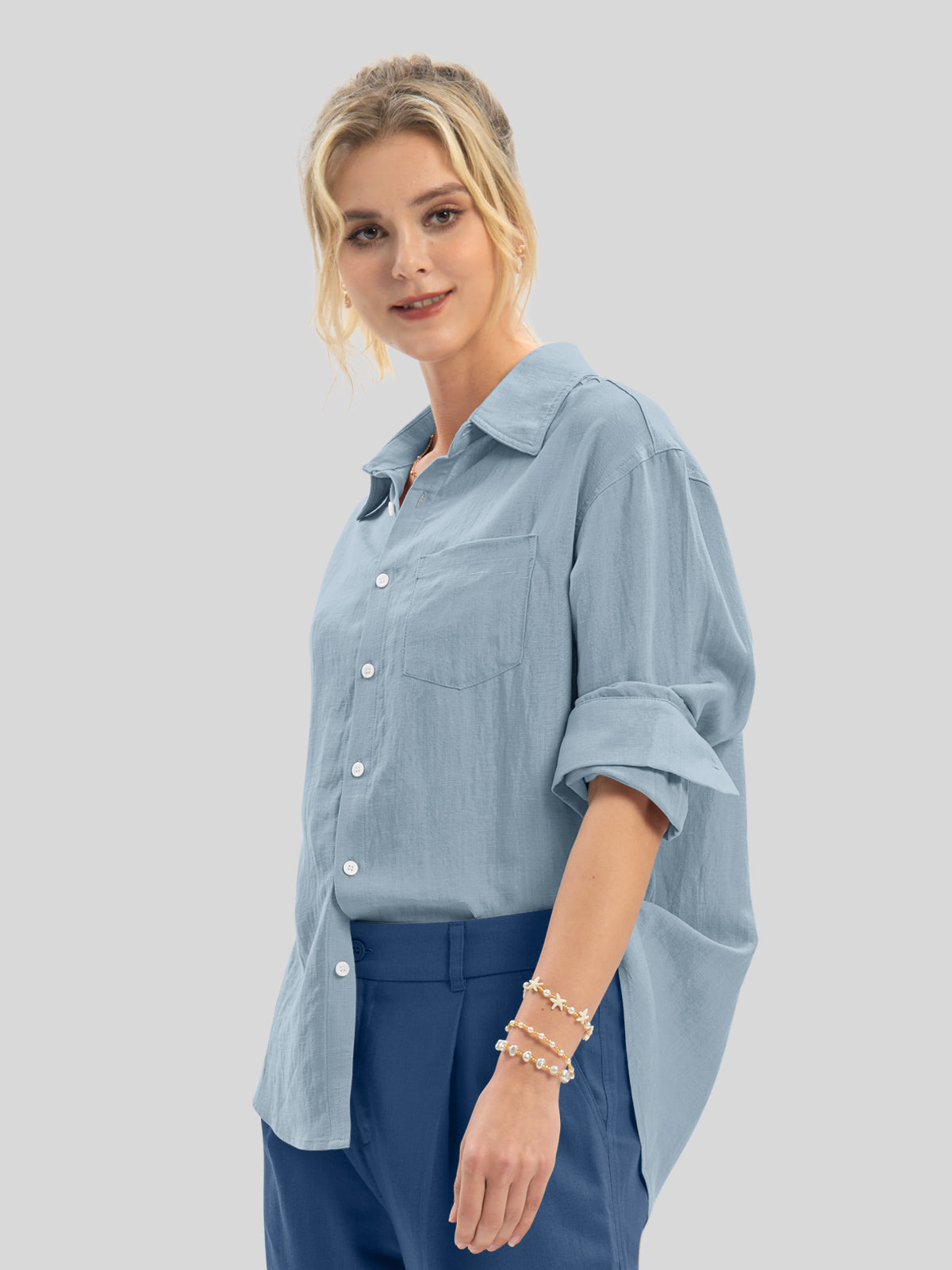 Women's Breeze Linen Button-Down Shirts - Image 12