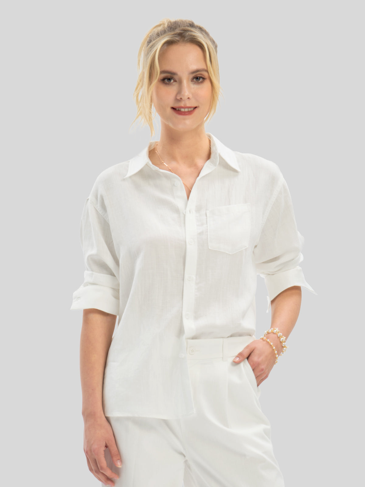 Women's Breeze Linen Button-Down Shirts - Image 9