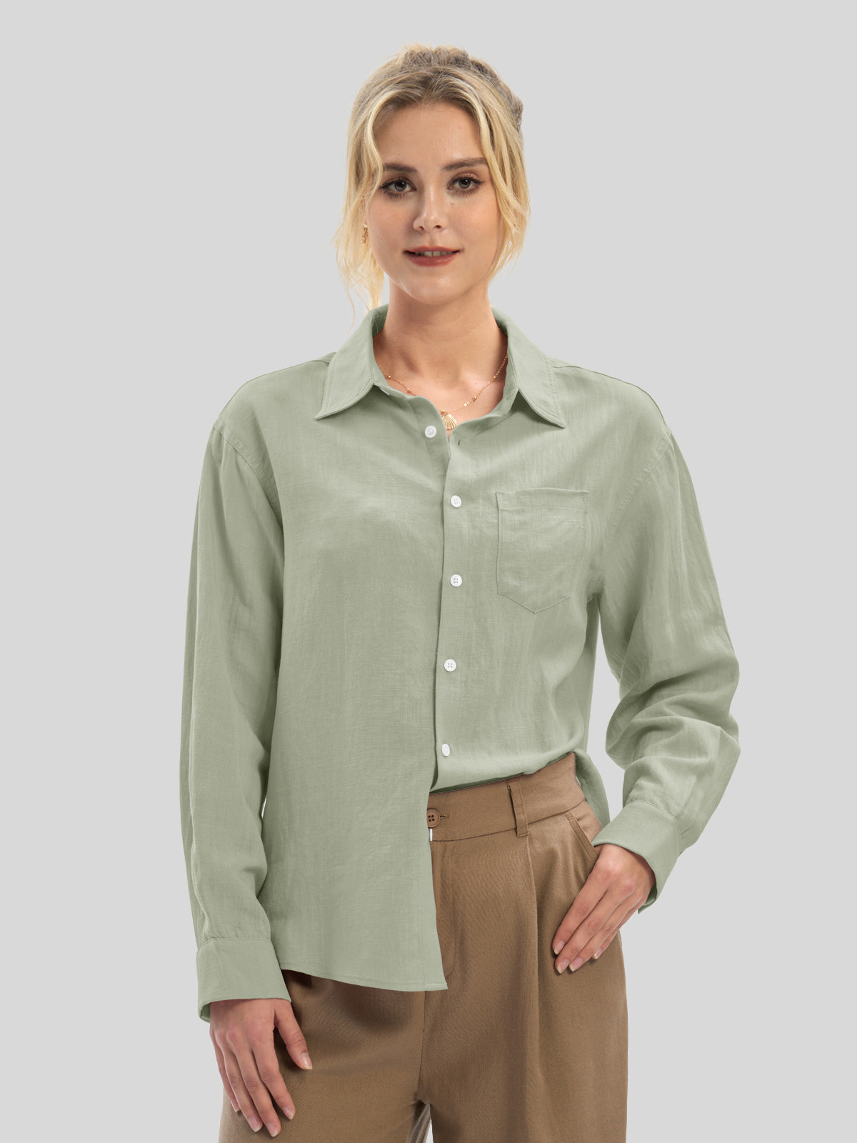 Women's Breeze Linen Button-Down Shirts - Image 33