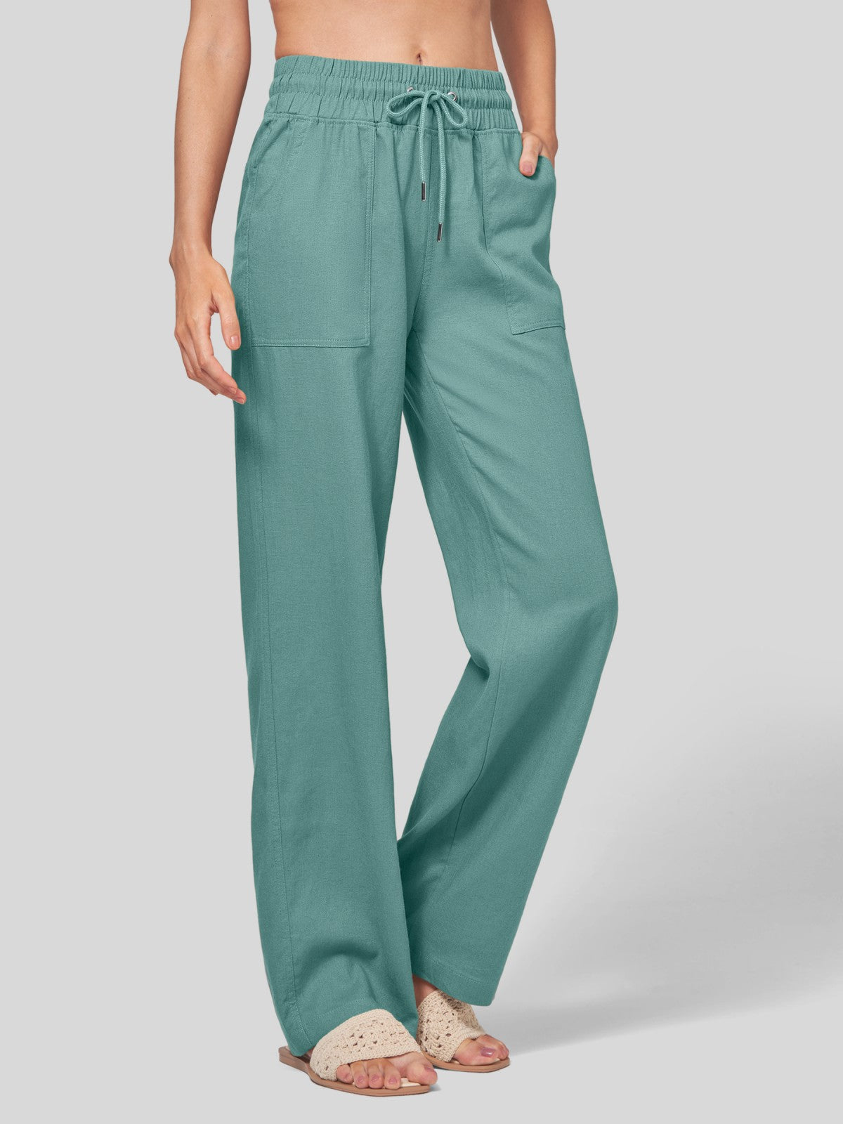 Women's Cotton Linen Easy Wide-Leg Pants - Image 20