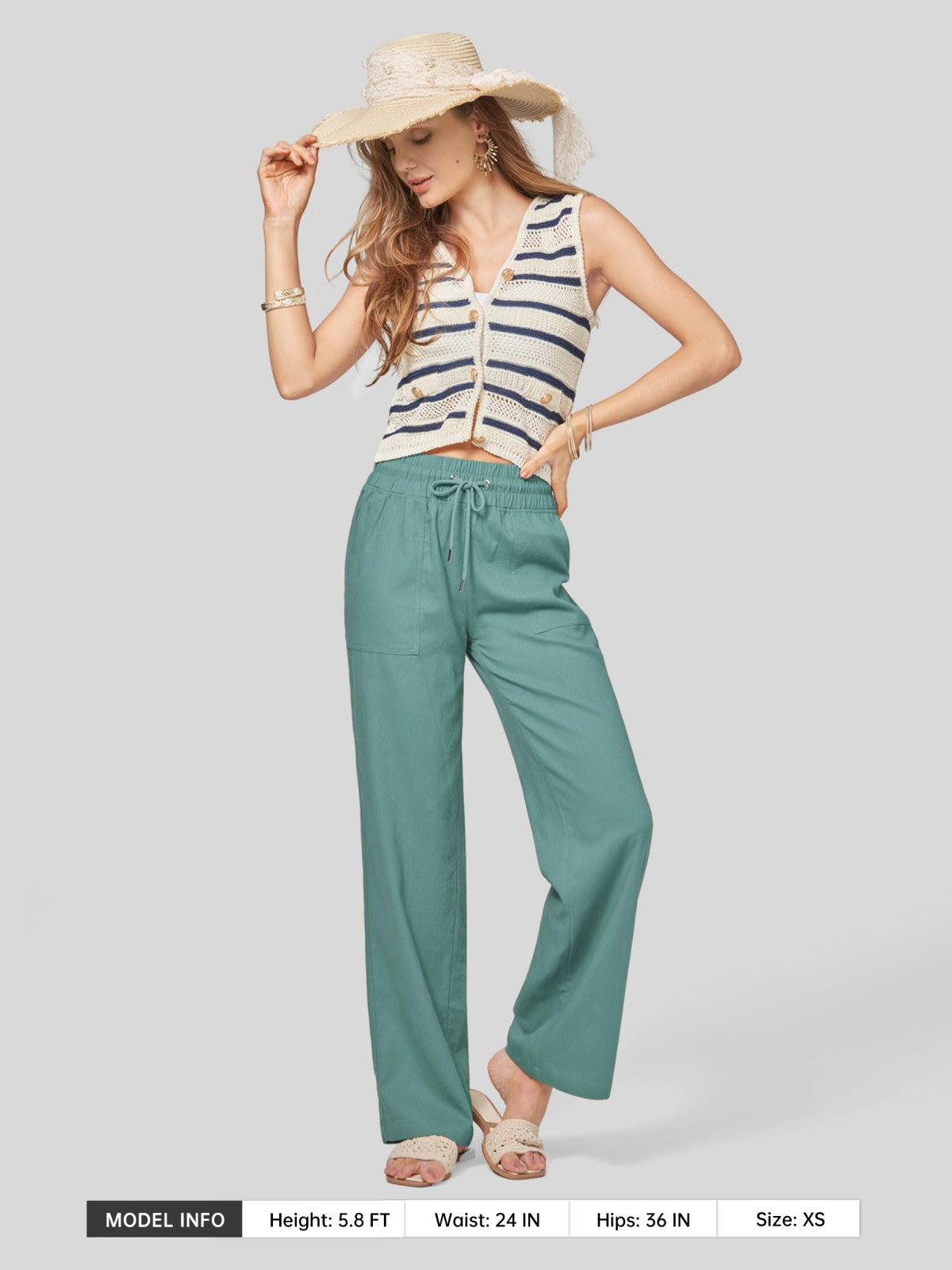Women's Cotton Linen Easy Wide-Leg Pants - Image 24