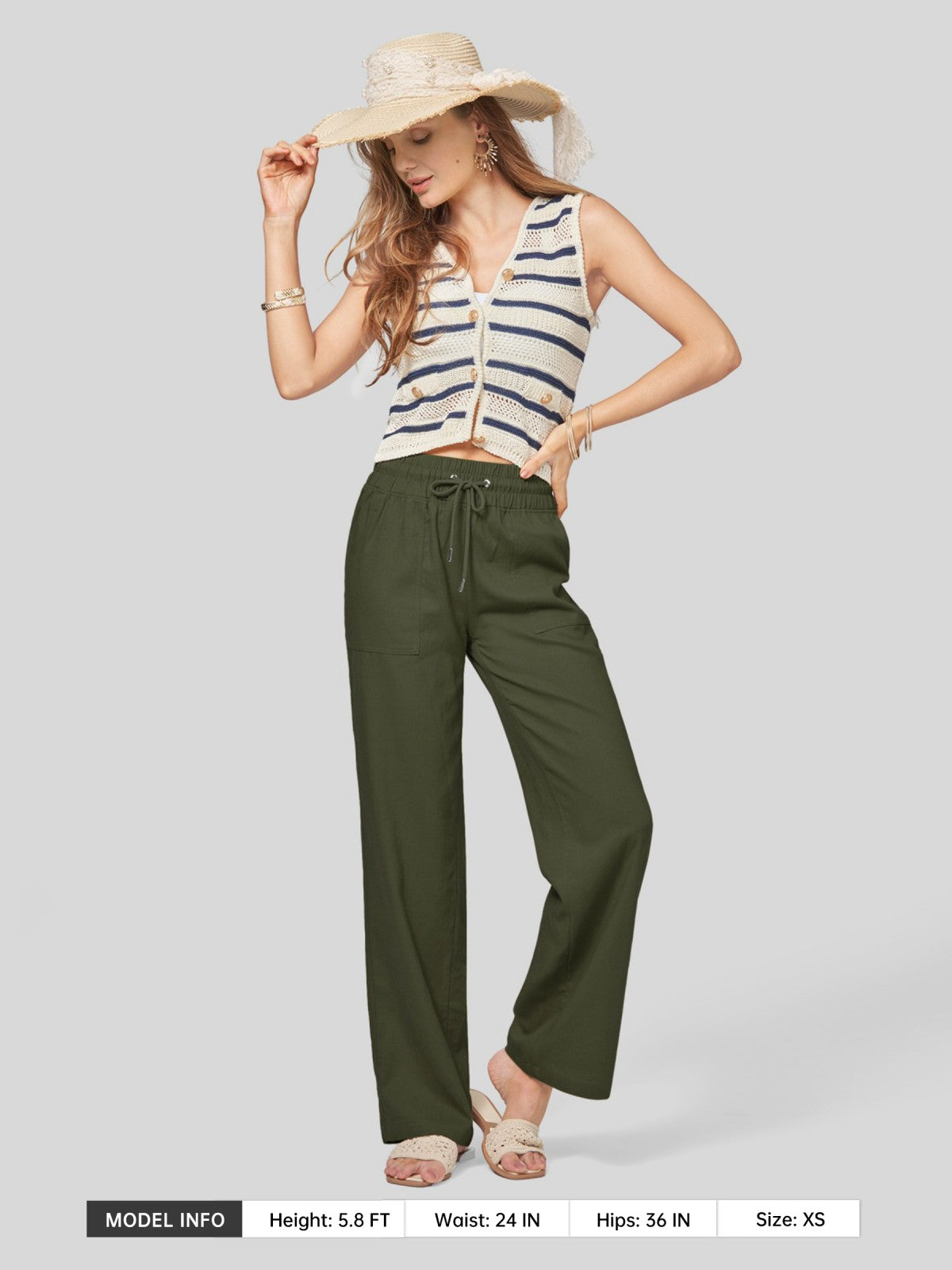 Women's Cotton Linen Easy Wide-Leg Pants - Image 30