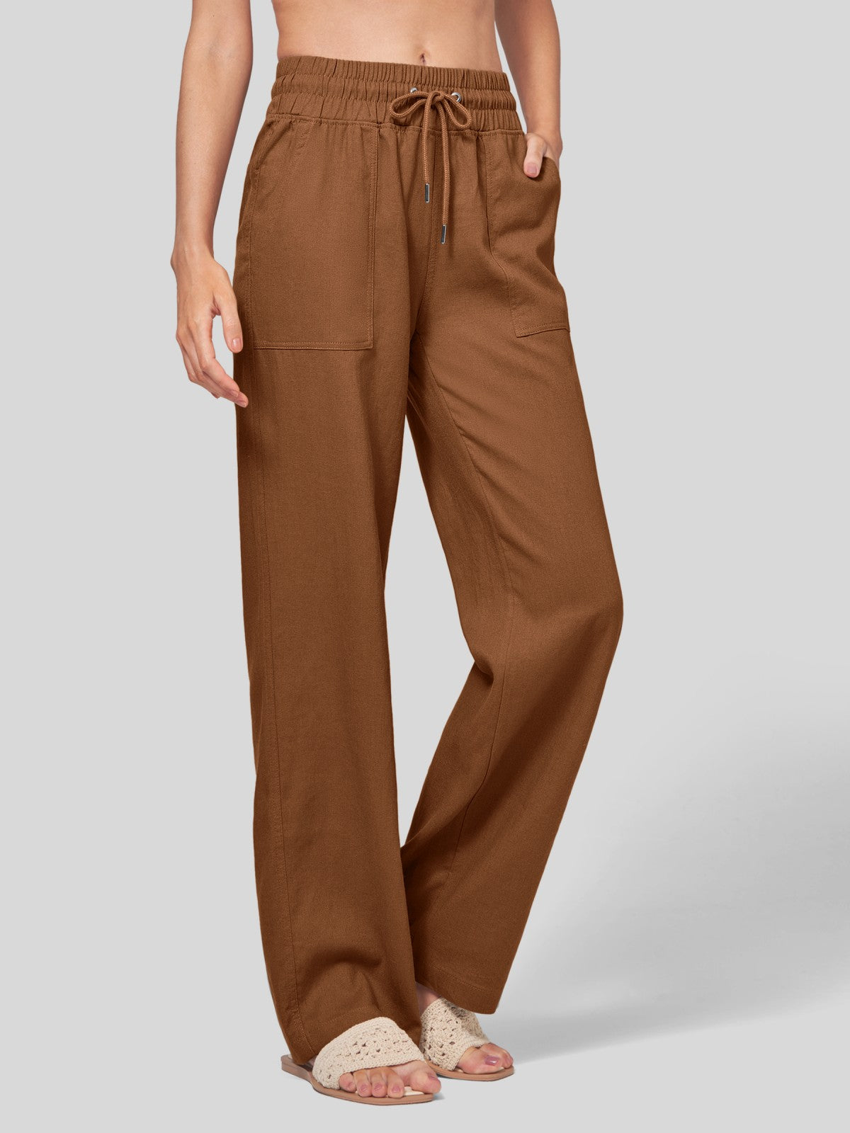 Women's Cotton Linen Easy Wide-Leg Pants - Image 31