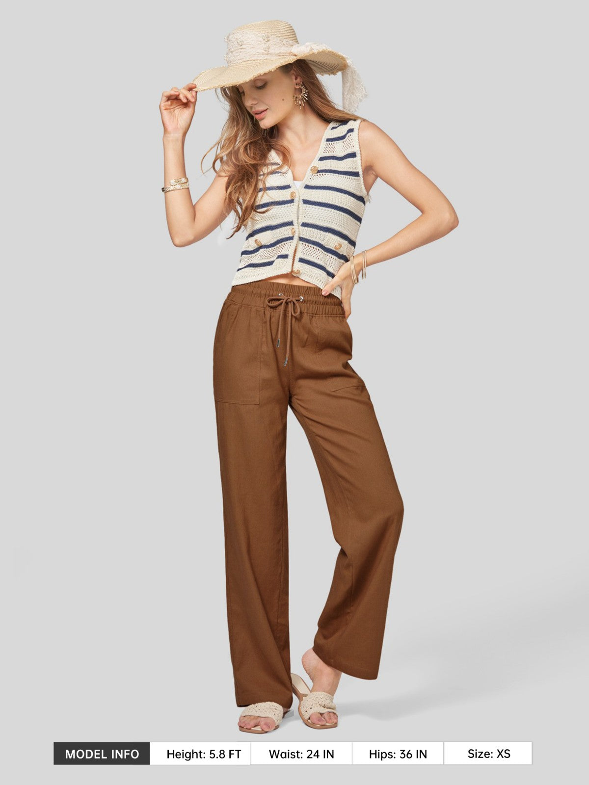 Women's Cotton Linen Easy Wide-Leg Pants - Image 36