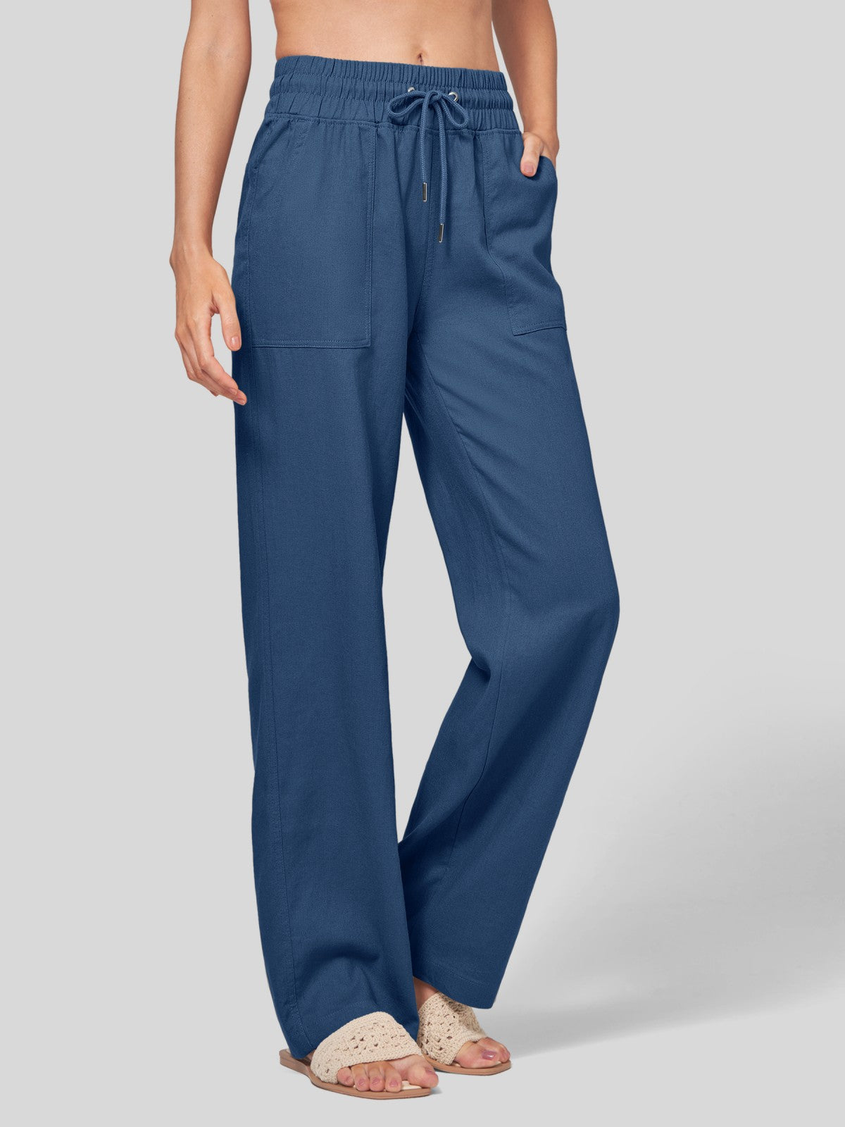 Women's Cotton Linen Easy Wide-Leg Pants - Image 43