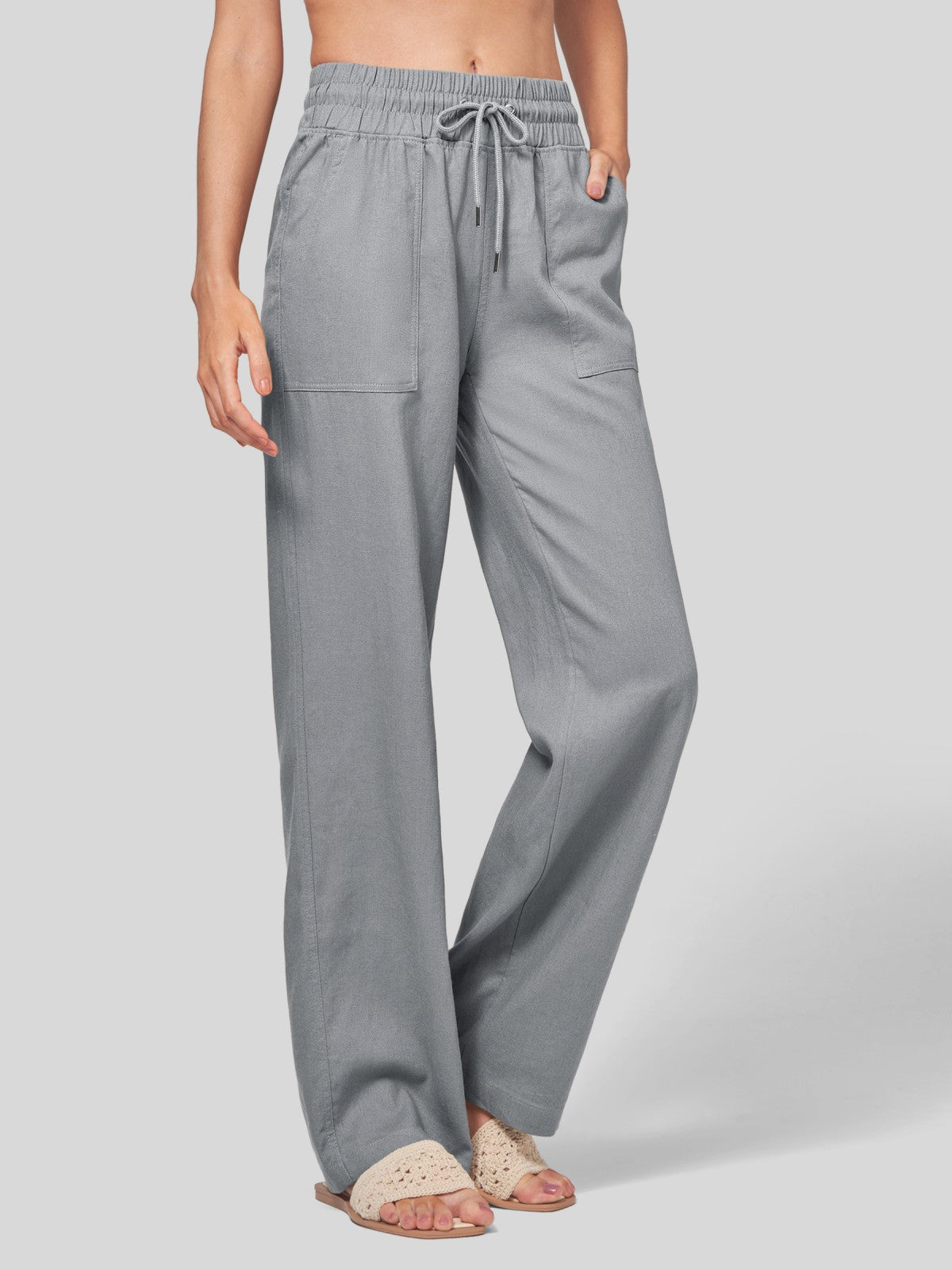Women's Cotton Linen Easy Wide-Leg Pants - Image 50