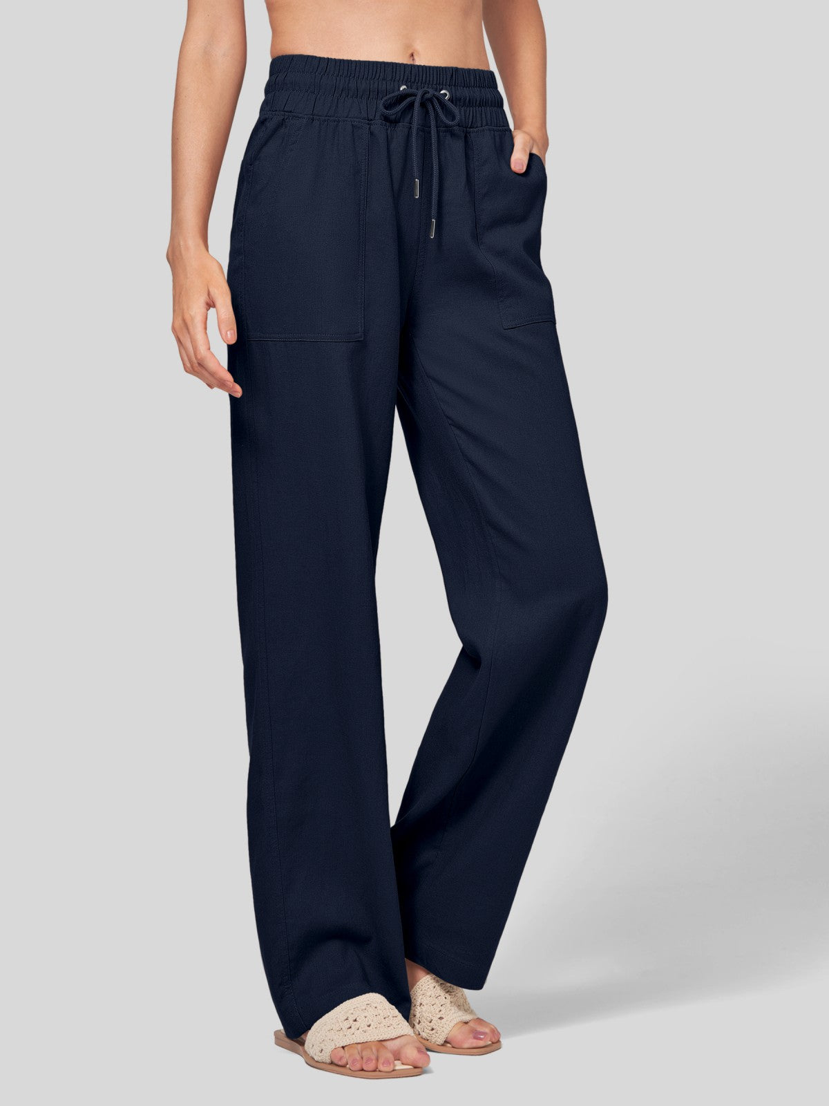 Women's Cotton Linen Easy Wide-Leg Pants - Image 61