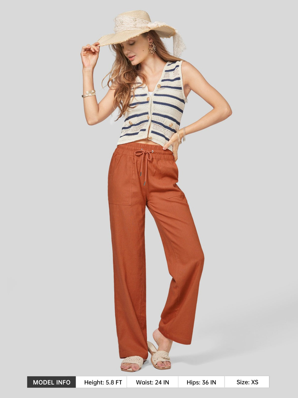 Women's Cotton Linen Easy Wide-Leg Pants - Image 71