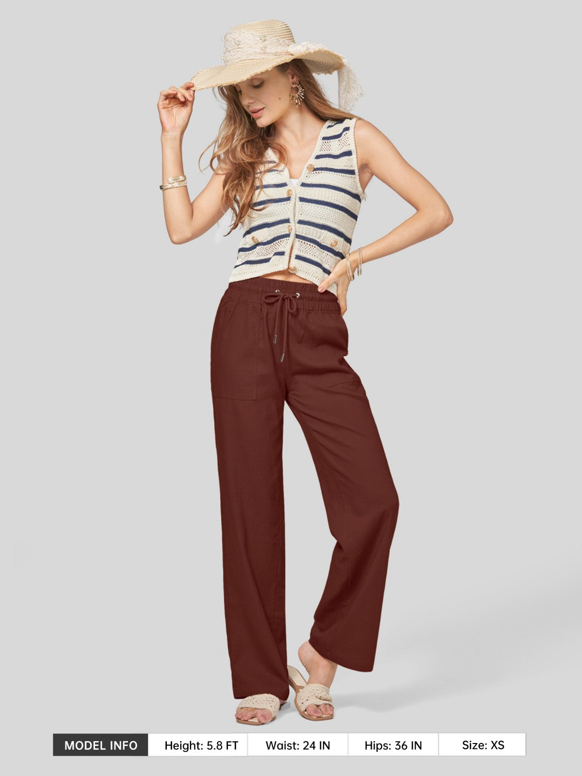 Women's Cotton Linen Easy Wide-Leg Pants - Image 78