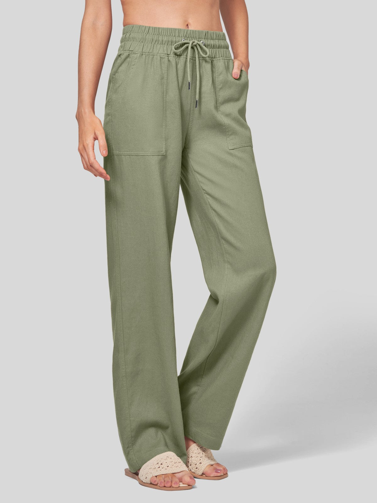 Women's Cotton Linen Easy Wide-Leg Pants - Image 79