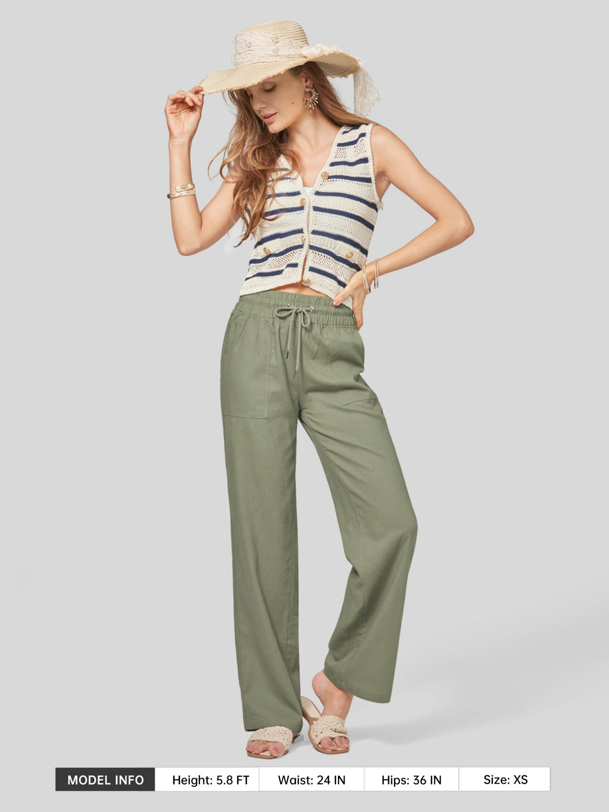 Women's Cotton Linen Easy Wide-Leg Pants - Image 84