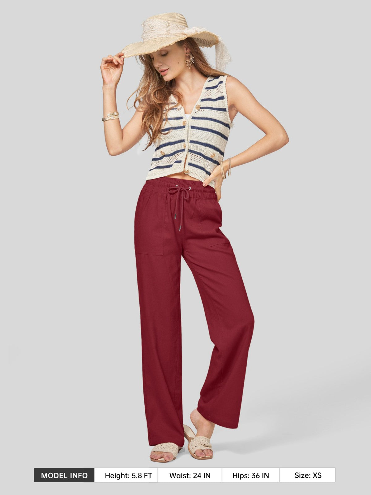 Women's Cotton Linen Easy Wide-Leg Pants - Image 90