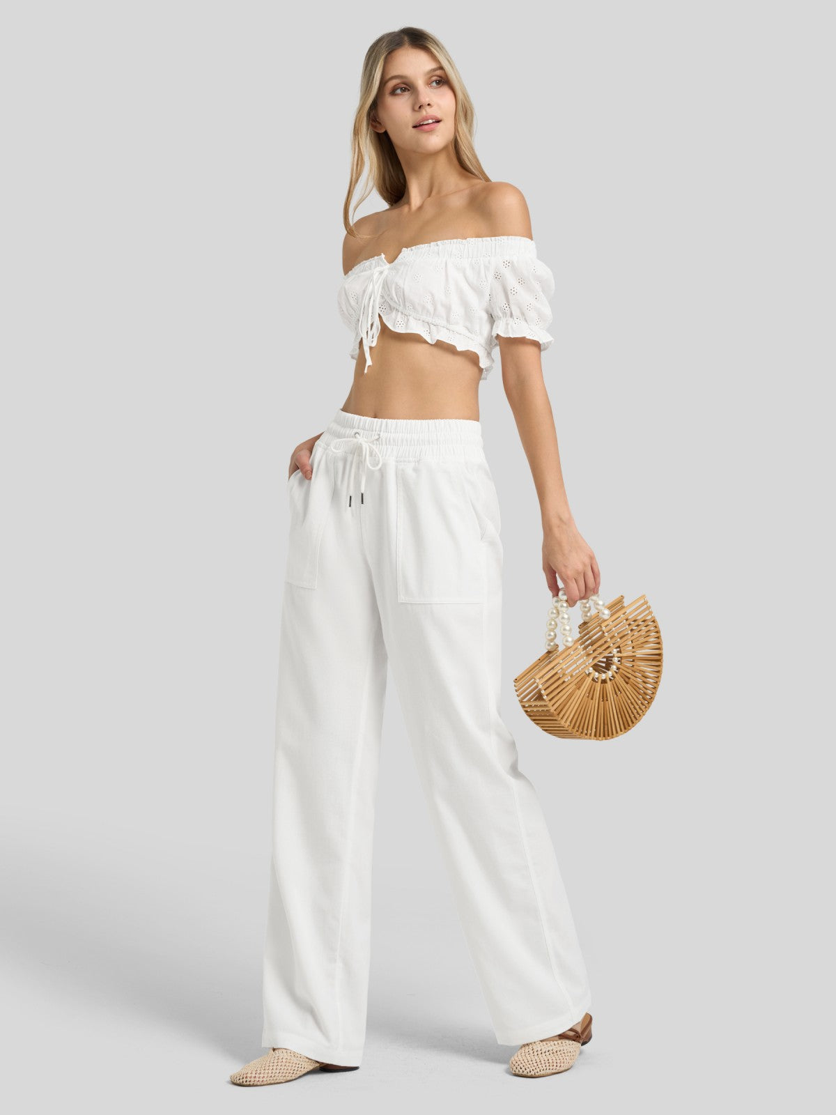 Women's Cotton Linen Easy Wide-Leg Pants - Image 93