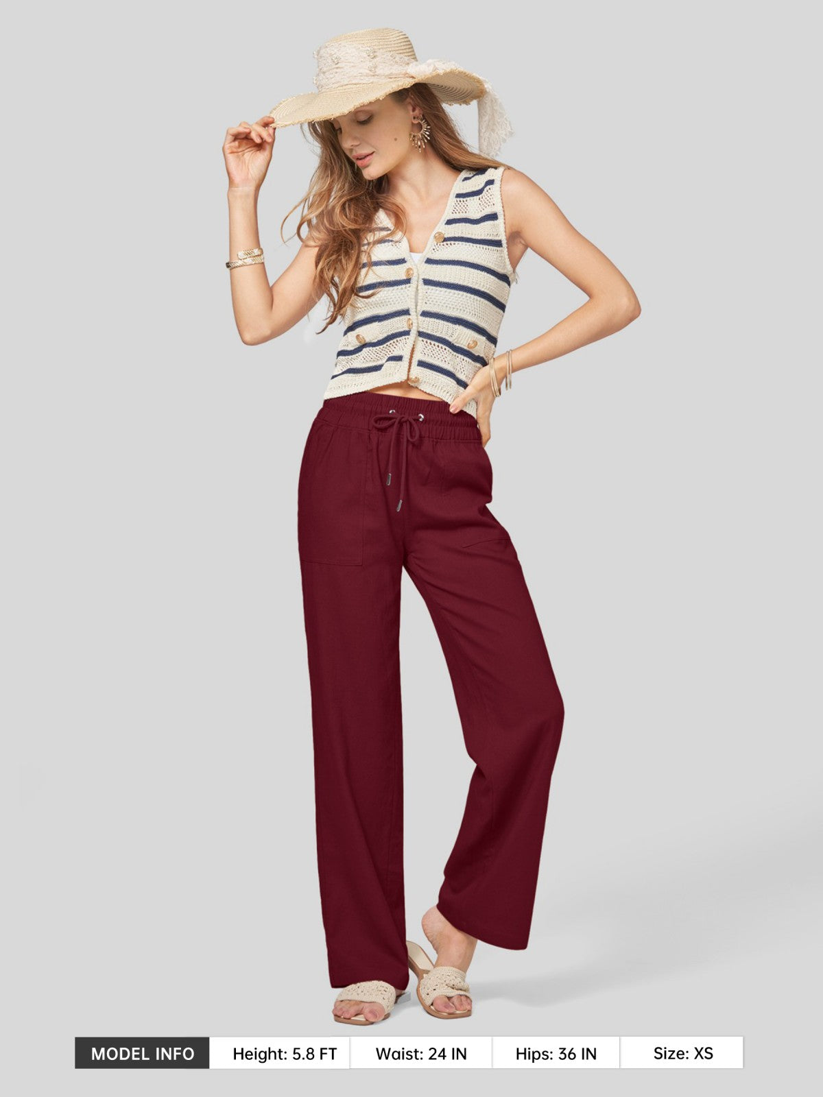 Women's Cotton Linen Easy Wide-Leg Pants - Image 102