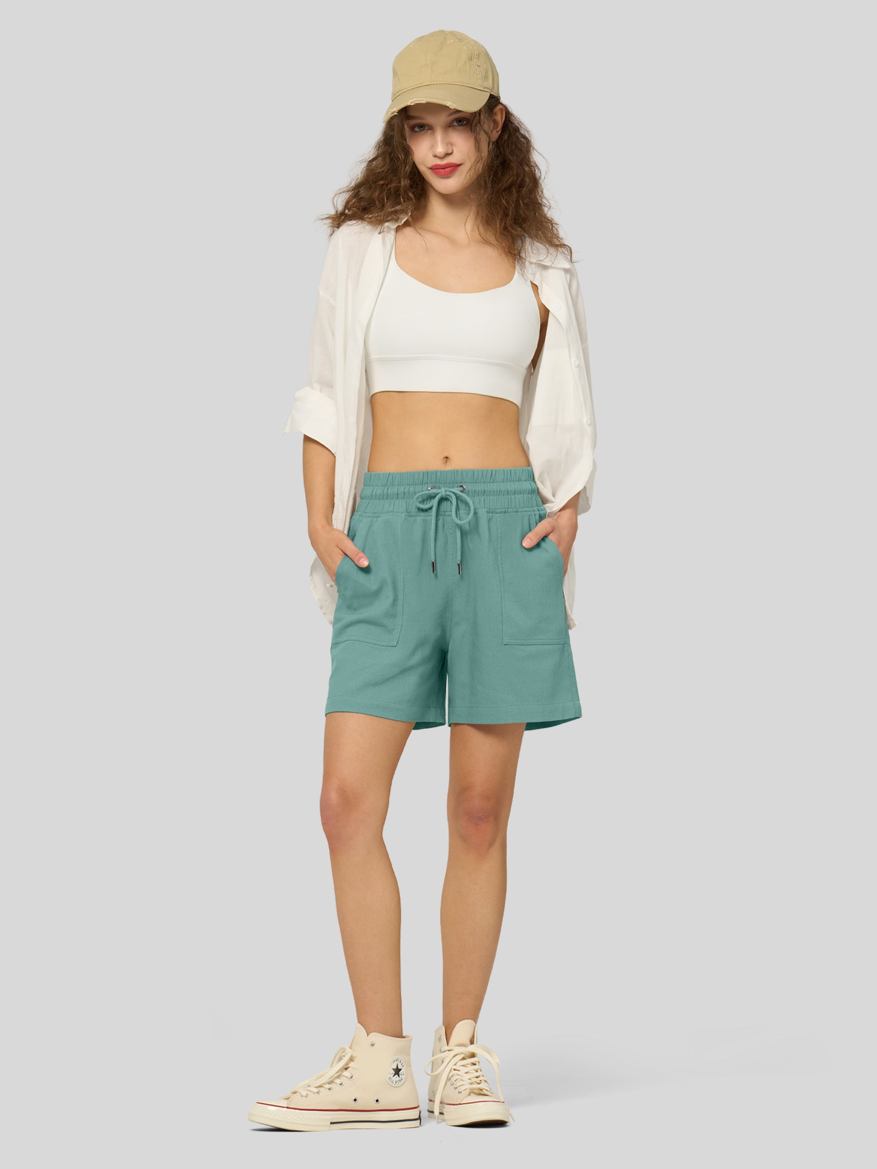 Women's Cotton Linen Easy Bermuda Shorts 5 Inch - Image 4