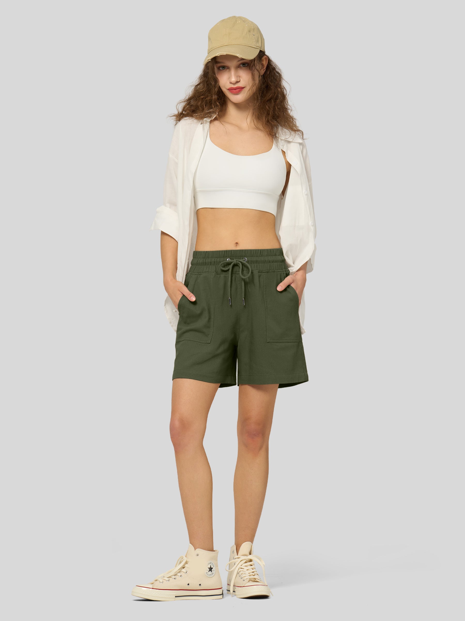 Women's Cotton Linen Easy Bermuda Shorts 5 Inch - Image 9