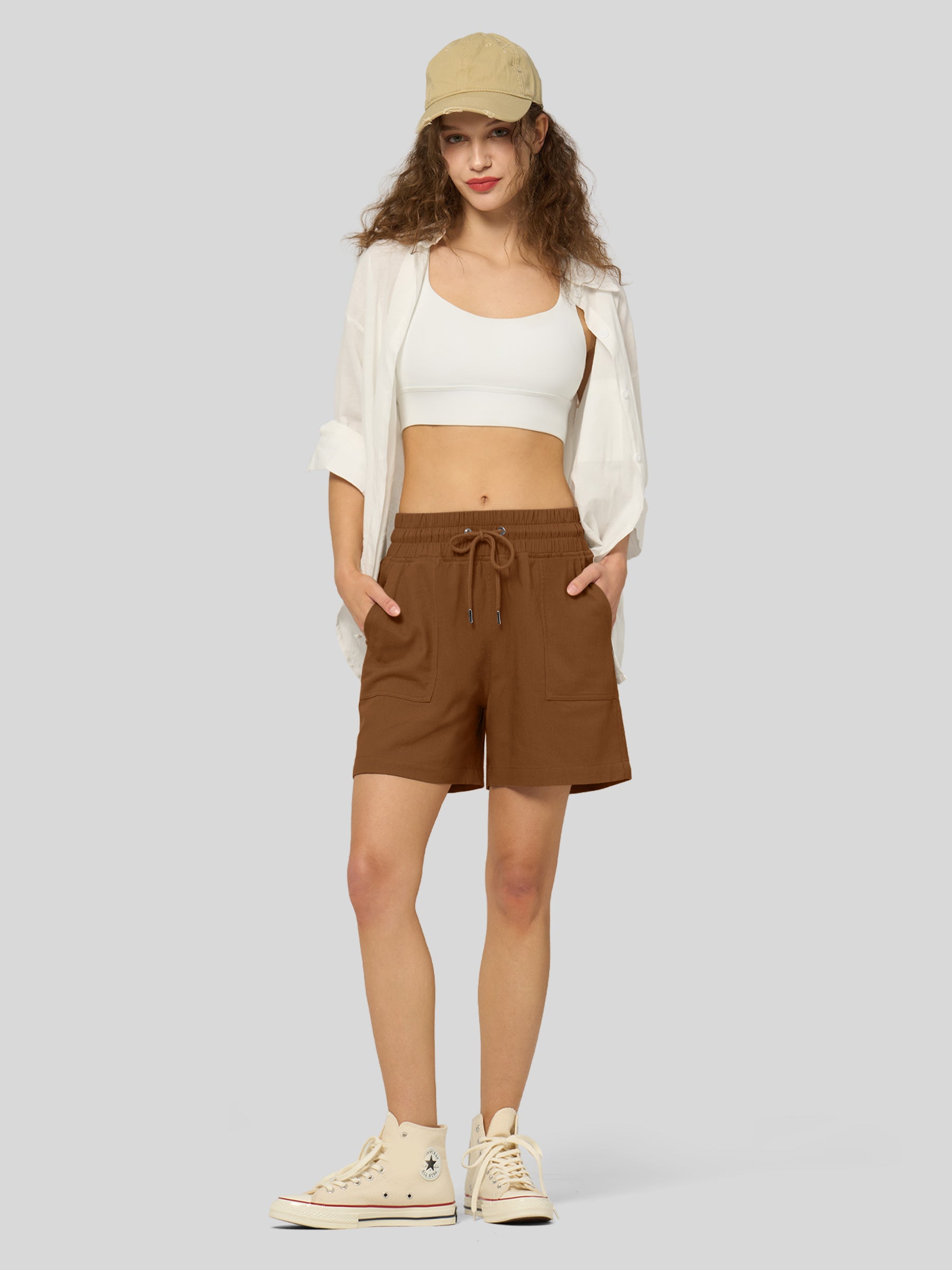 Women's Cotton Linen Easy Bermuda Shorts 5 Inch - Image 19
