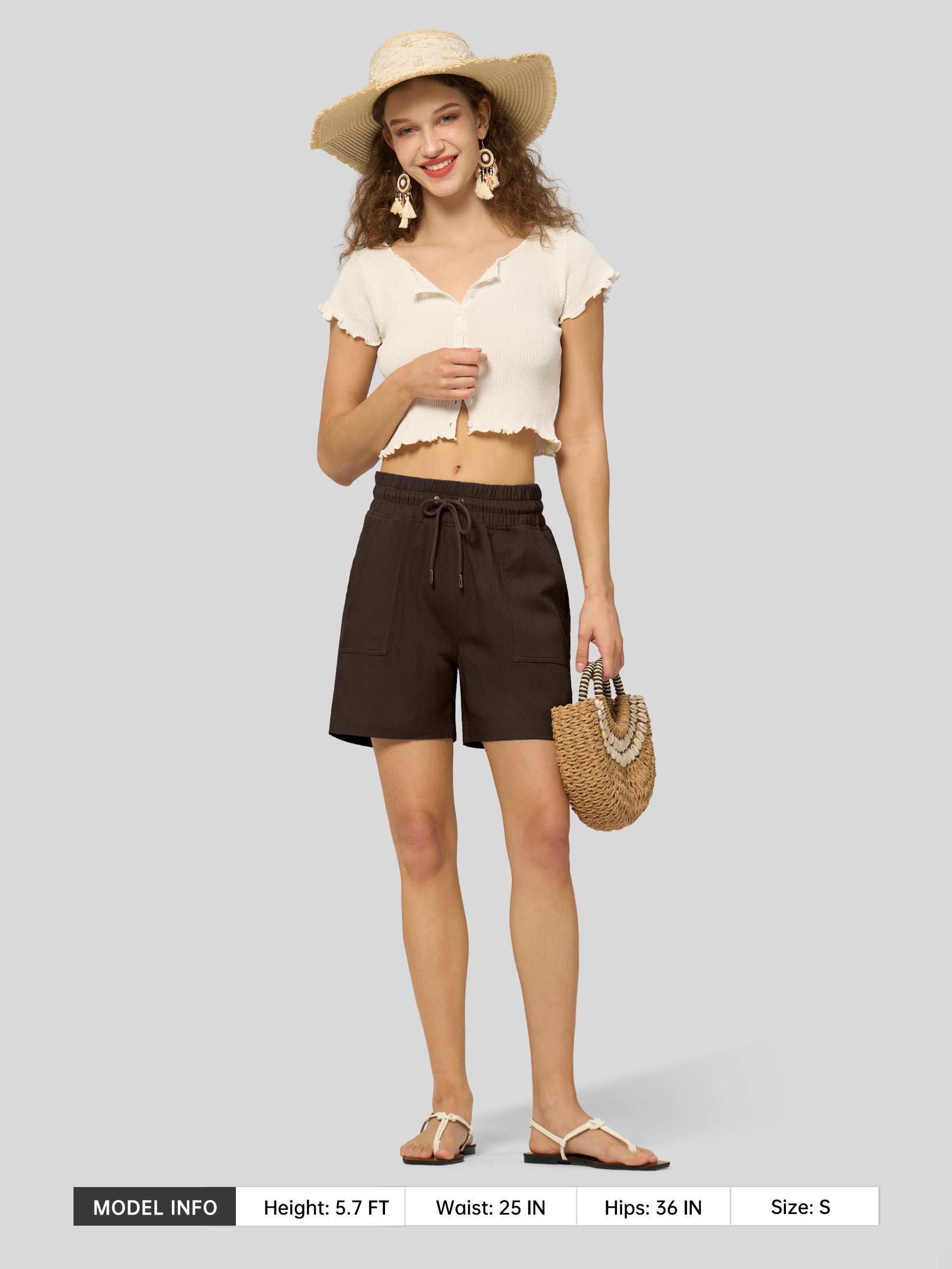 Women's Cotton Linen Easy Bermuda Shorts 5 Inch - Image 24