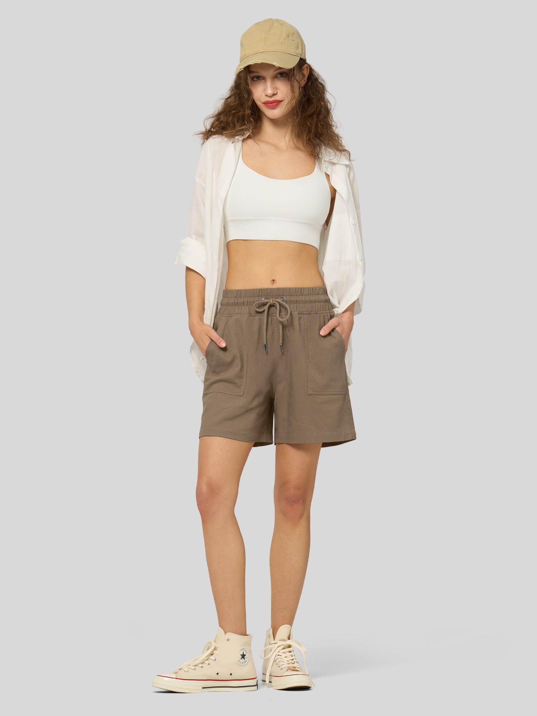 Women's Cotton Linen Easy Bermuda Shorts 5 Inch - Image 28