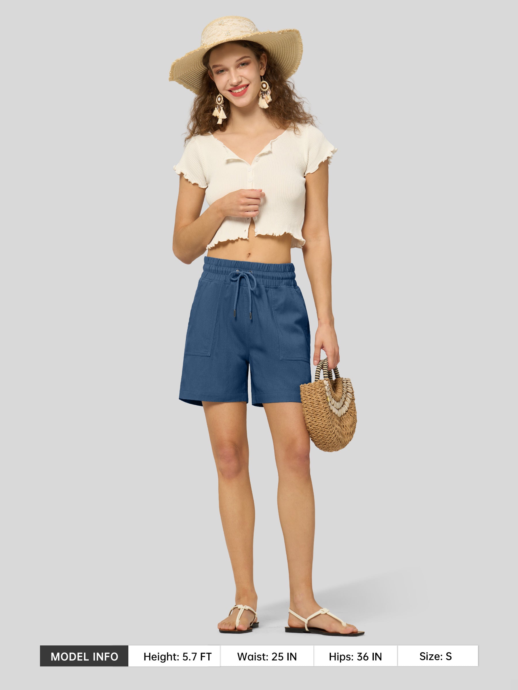 Women's Cotton Linen Easy Bermuda Shorts 5 Inch - Image 34