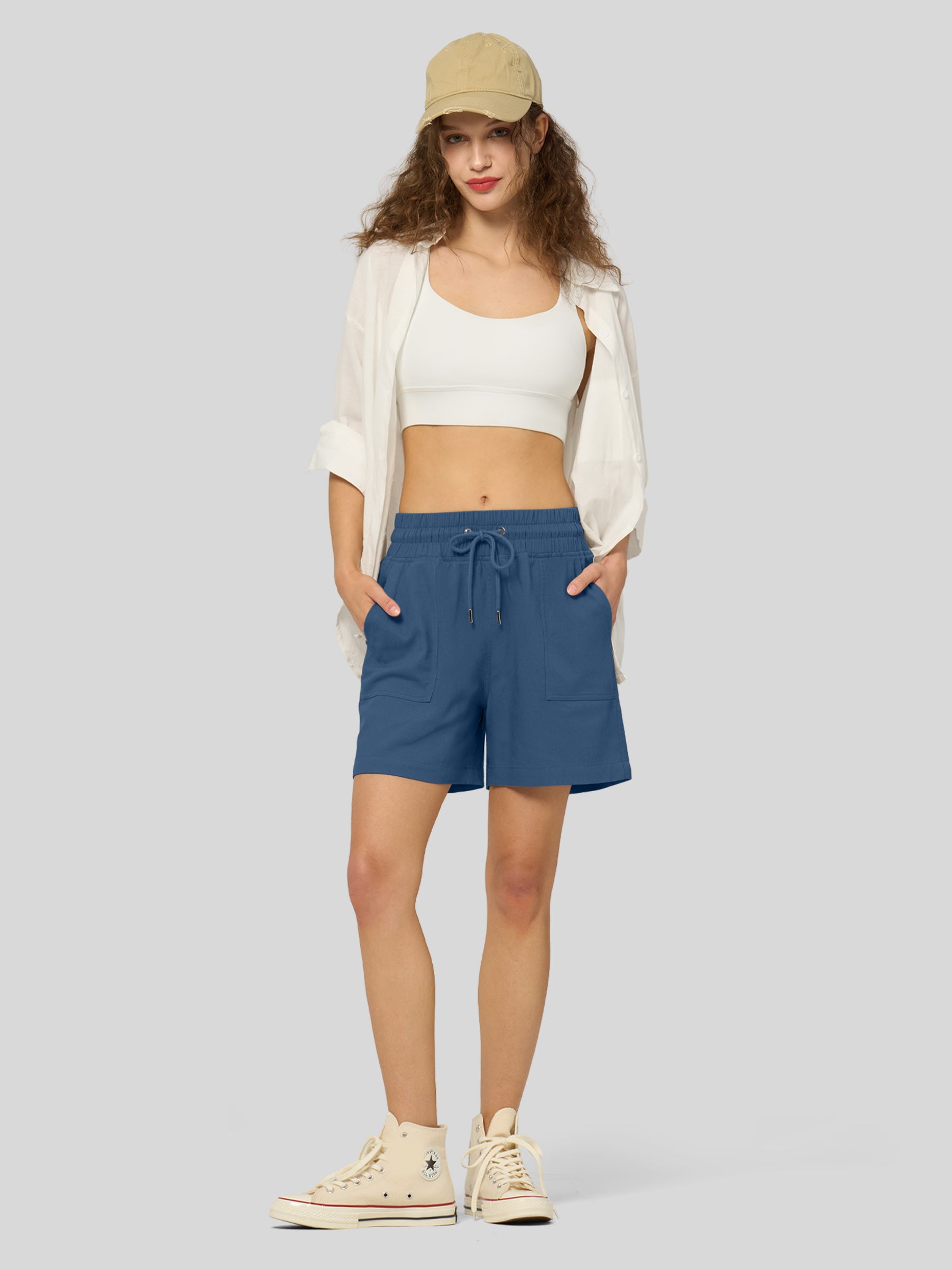 Women's Cotton Linen Easy Bermuda Shorts 5 Inch - Image 33