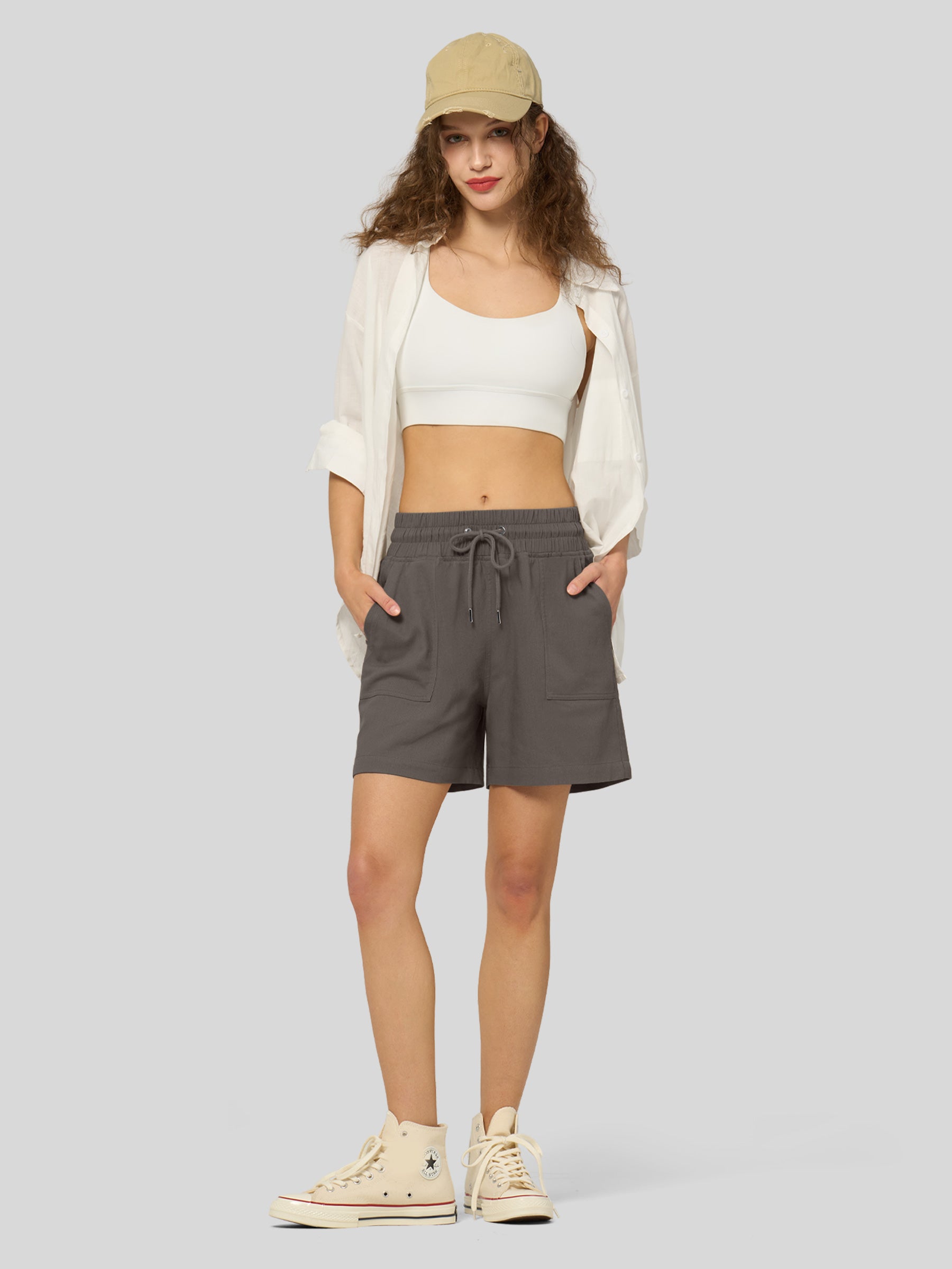 Women's Cotton Linen Easy Bermuda Shorts 5 Inch - Image 38