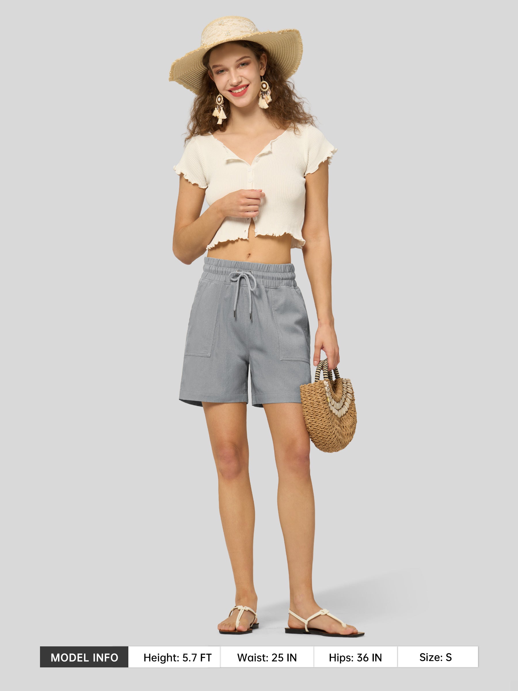 Women's Cotton Linen Easy Bermuda Shorts 5 Inch - Image 44