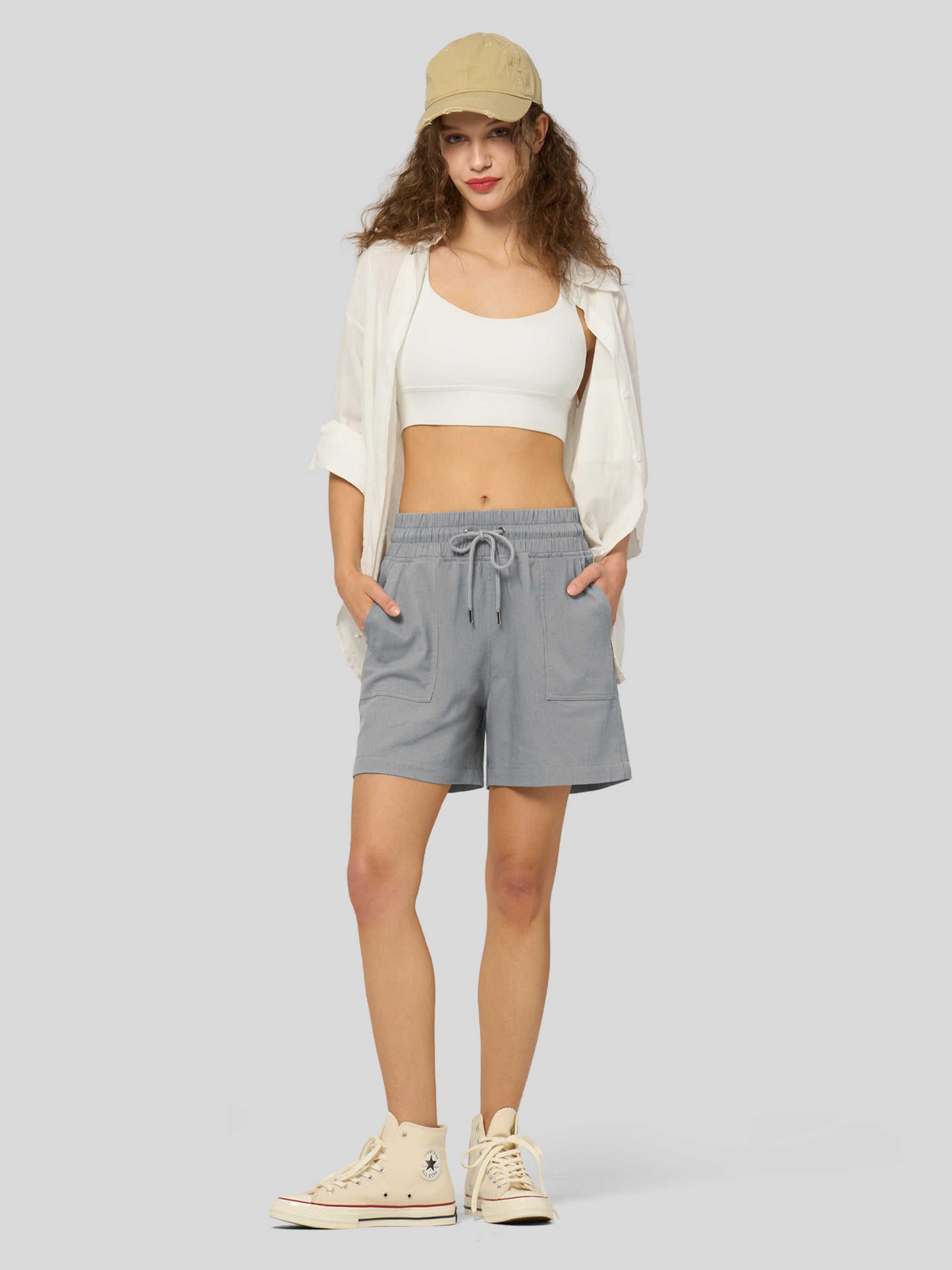 Women's Cotton Linen Easy Bermuda Shorts 5 Inch - Image 43