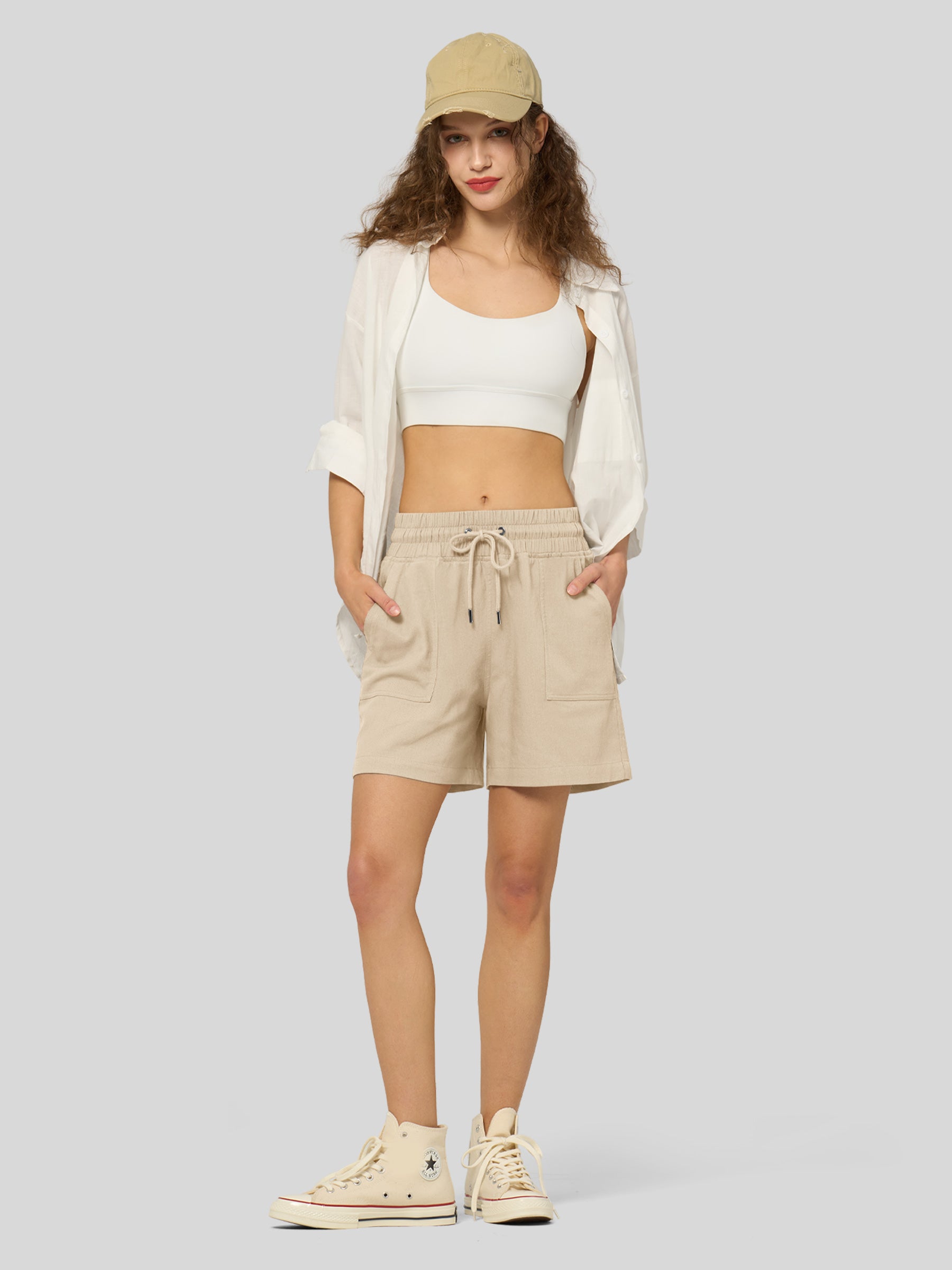 Women's Cotton Linen Easy Bermuda Shorts 5 Inch - Image 48