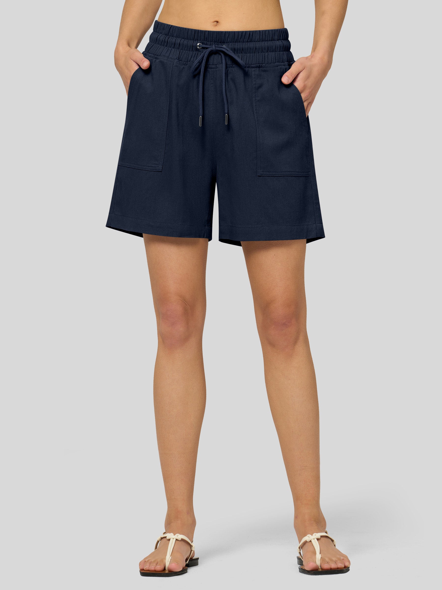 Women's Cotton Linen Easy Bermuda Shorts 5 Inch - Image 50