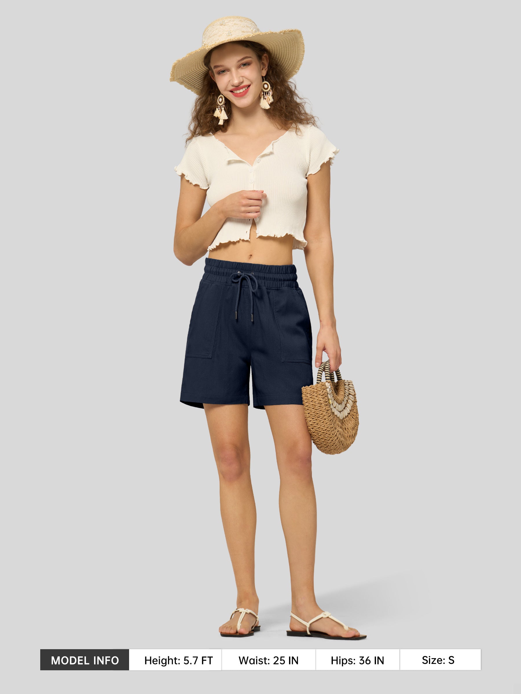 Women's Cotton Linen Easy Bermuda Shorts 5 Inch - Image 54