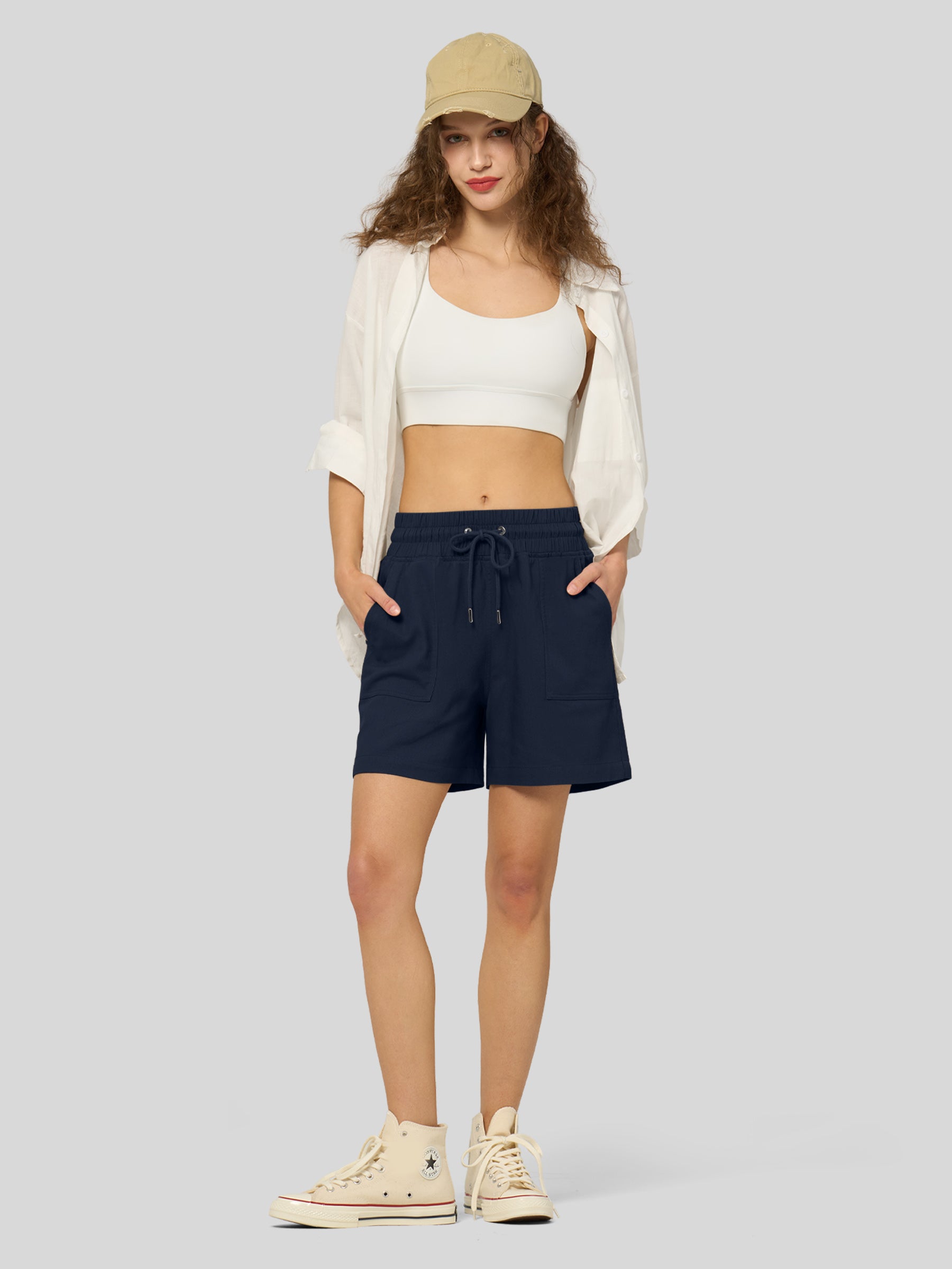 Women's Cotton Linen Easy Bermuda Shorts 5 Inch - Image 51