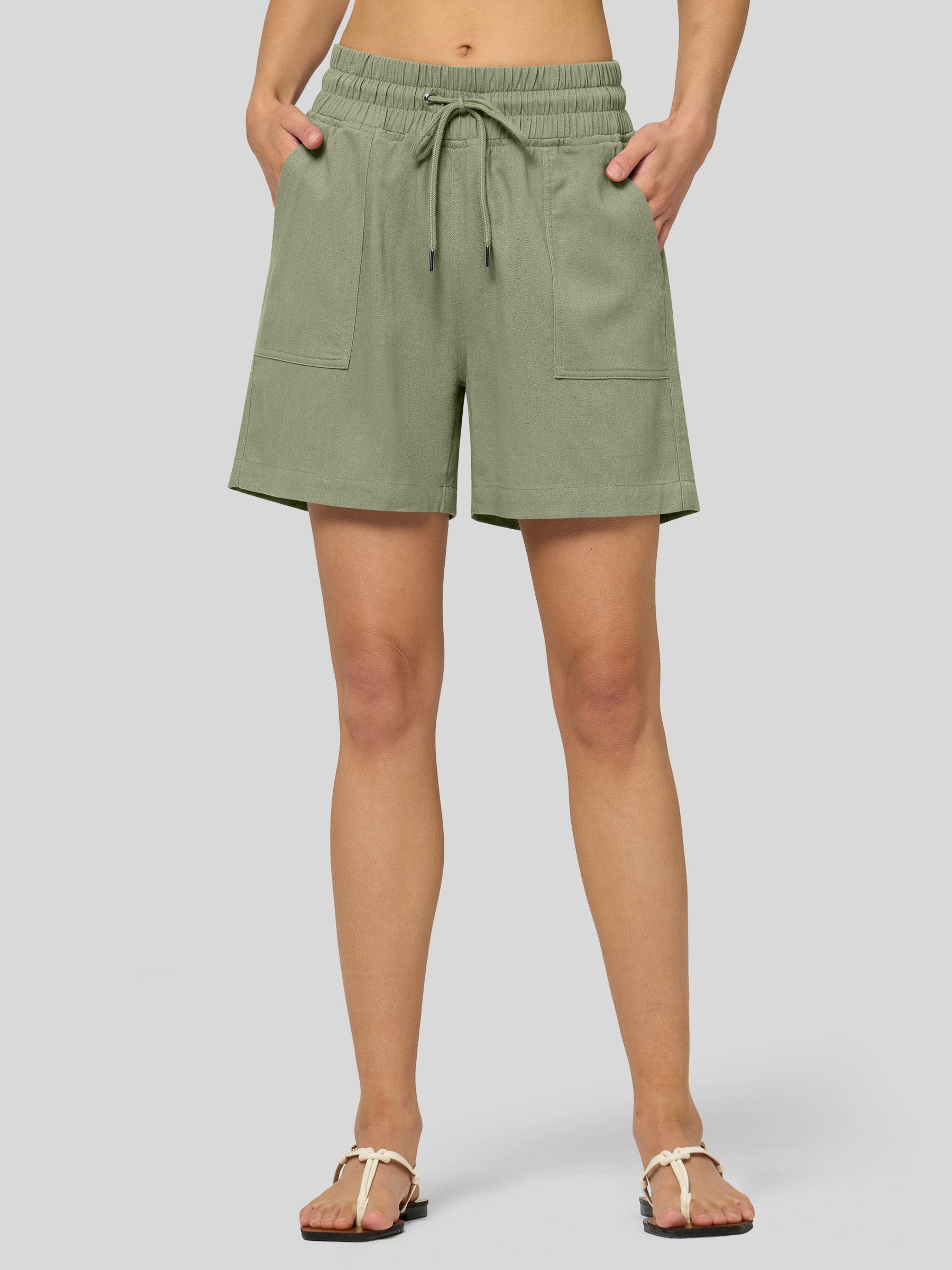 Women's Cotton Linen Easy Bermuda Shorts 5 Inch - Image 55