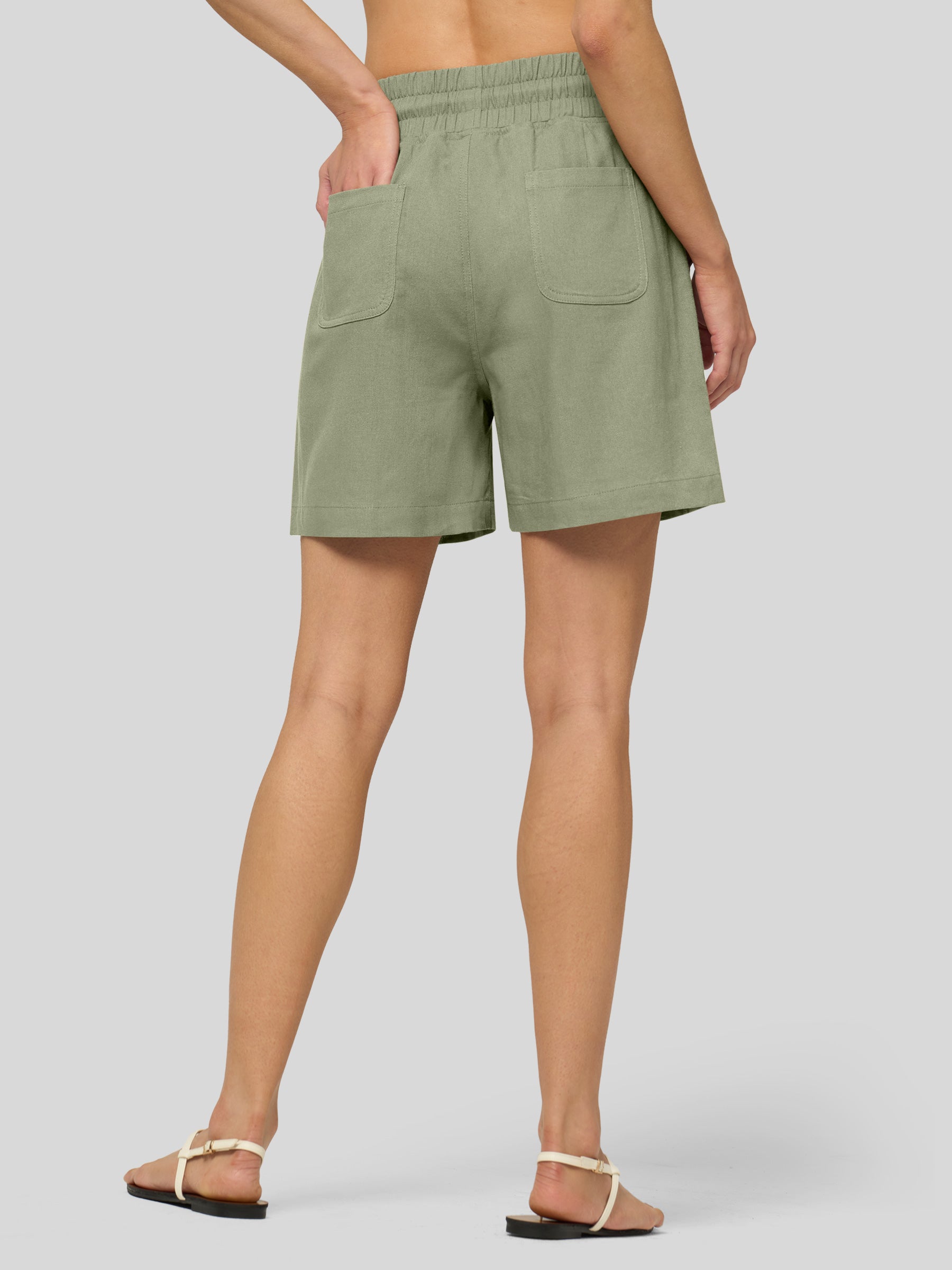Women's Cotton Linen Easy Bermuda Shorts 5 Inch - Image 57