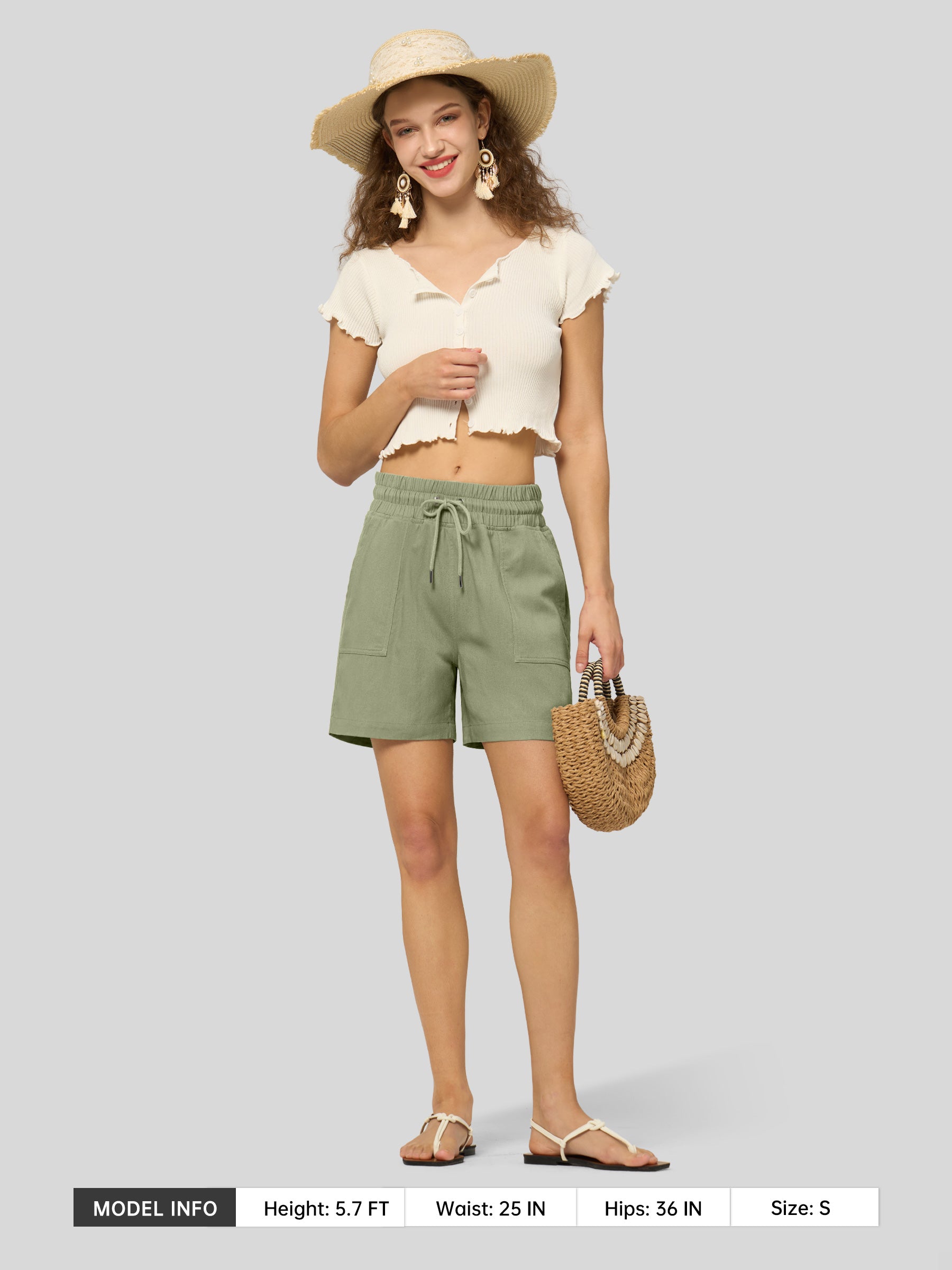 Women's Cotton Linen Easy Bermuda Shorts 5 Inch - Image 59