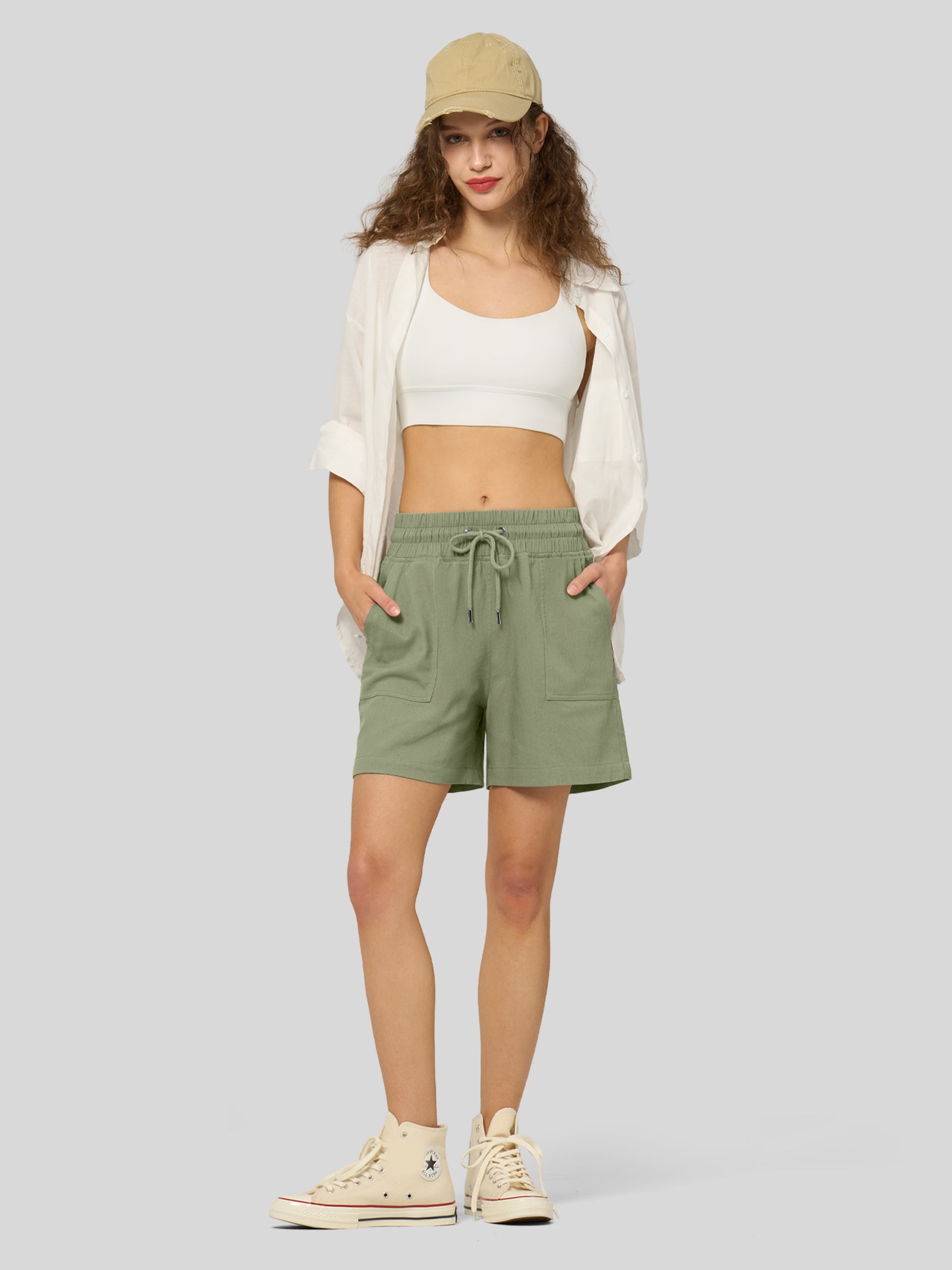 Women's Cotton Linen Easy Bermuda Shorts 5 Inch - Image 58