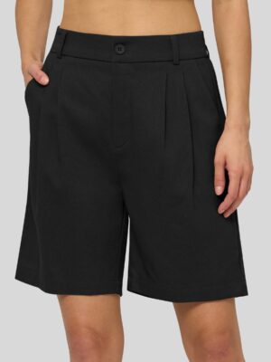 Women's Cotton-Linen Pleated Bermuda Shorts