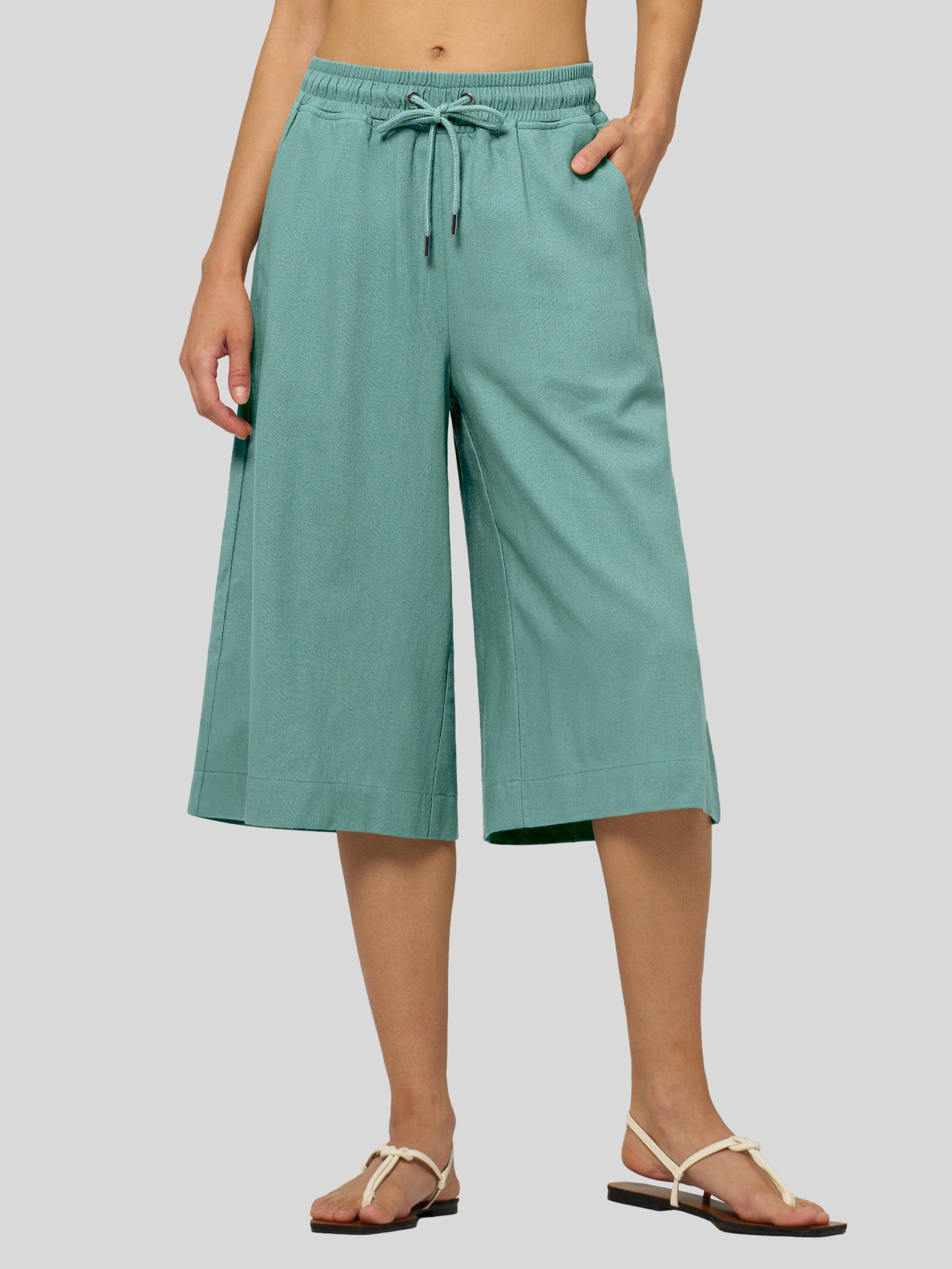 Women's Cotton Linen Easy Wide-Leg Capris - Image 7