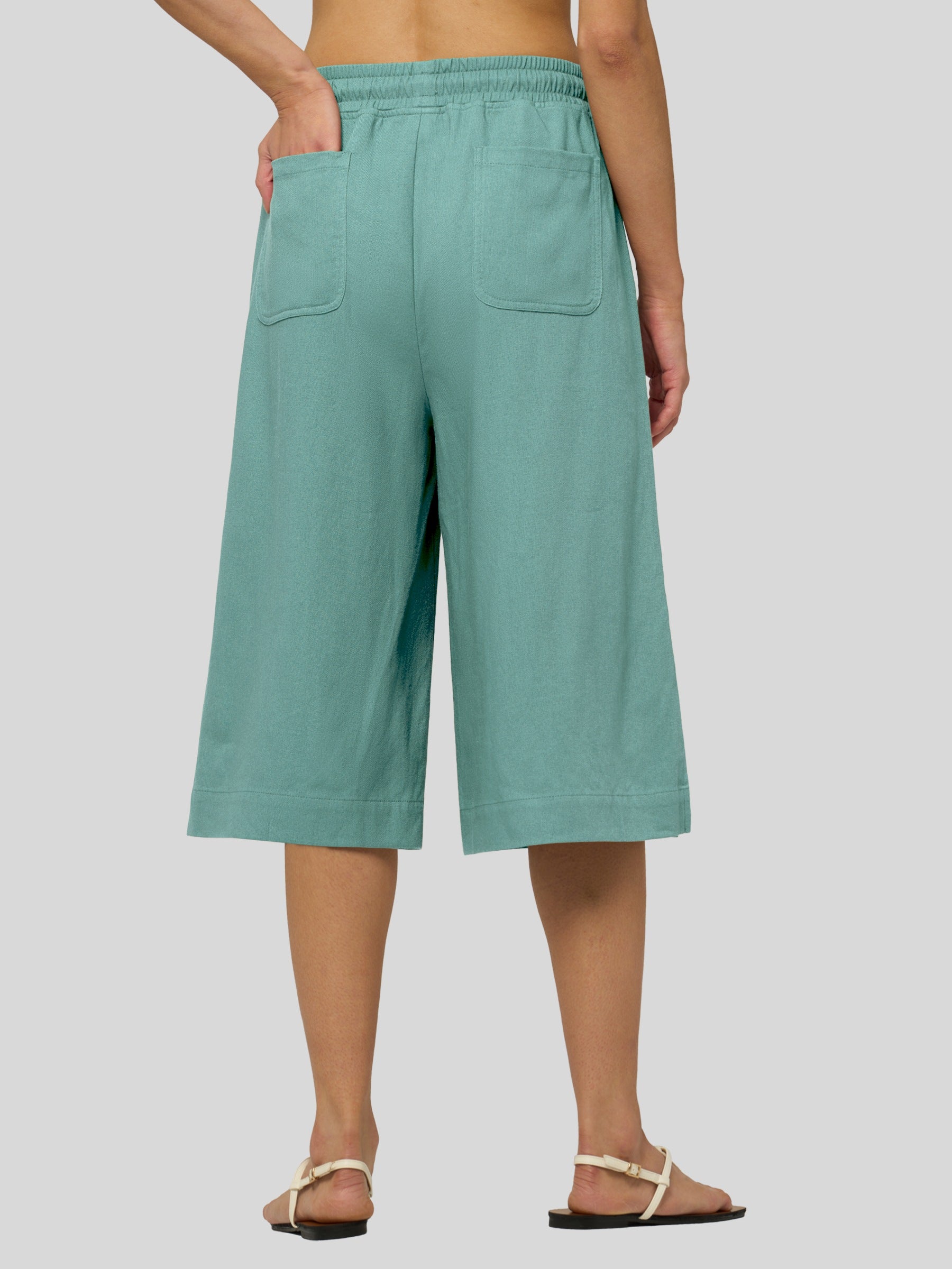 Women's Cotton Linen Easy Wide-Leg Capris - Image 9