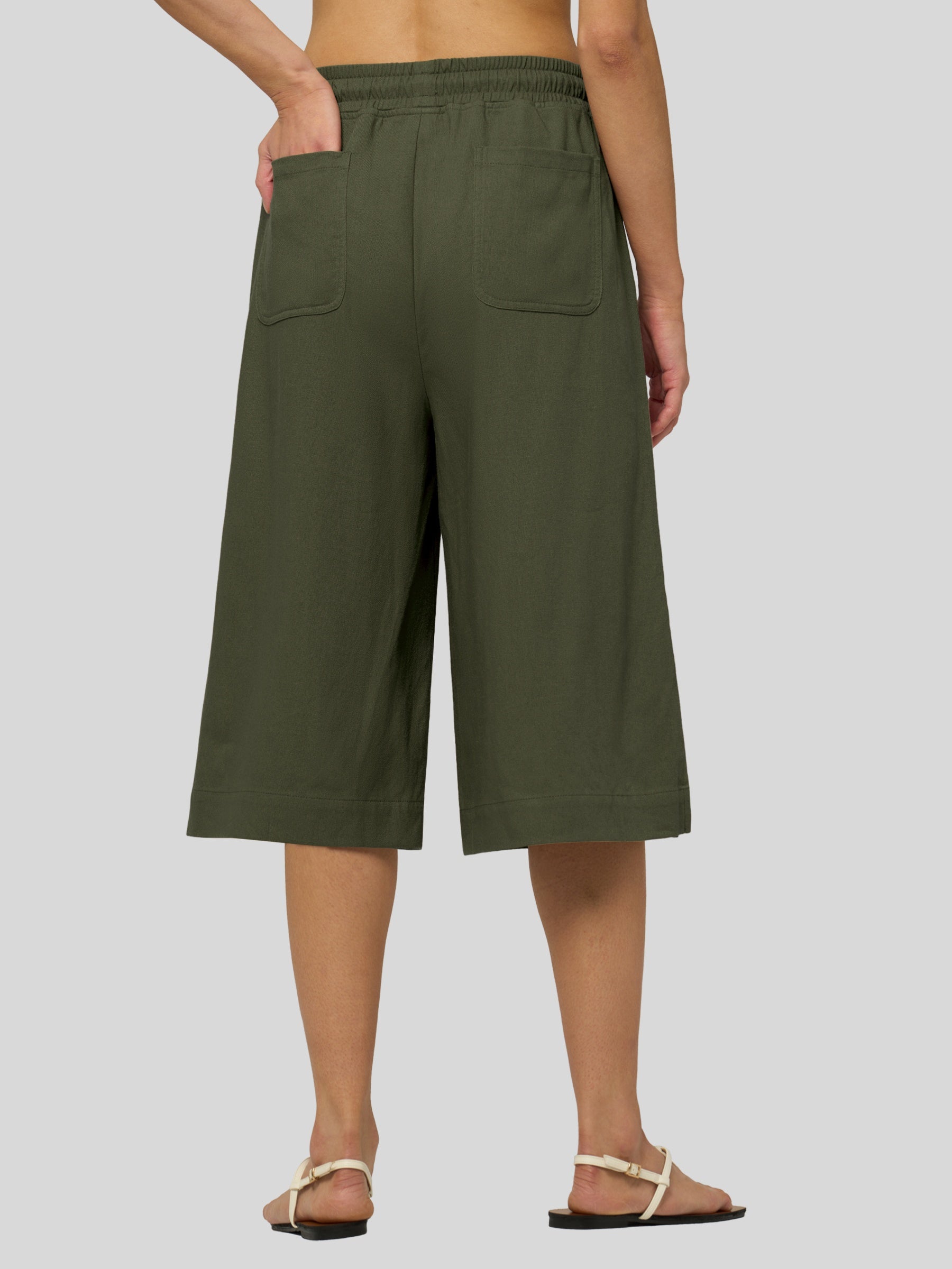 Women's Cotton Linen Easy Wide-Leg Capris - Image 14