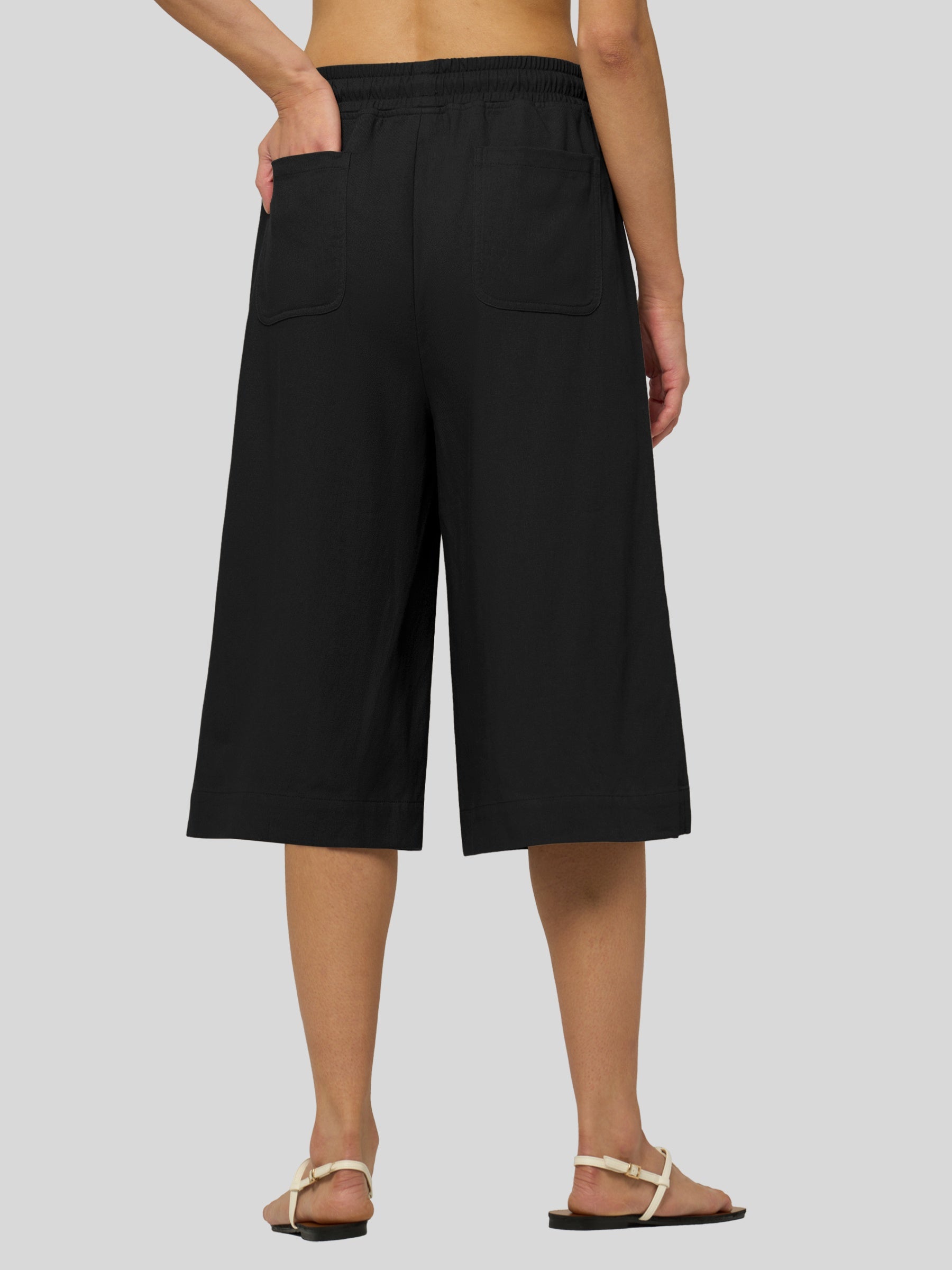 Women's Cotton Linen Easy Wide-Leg Capris - Image 18