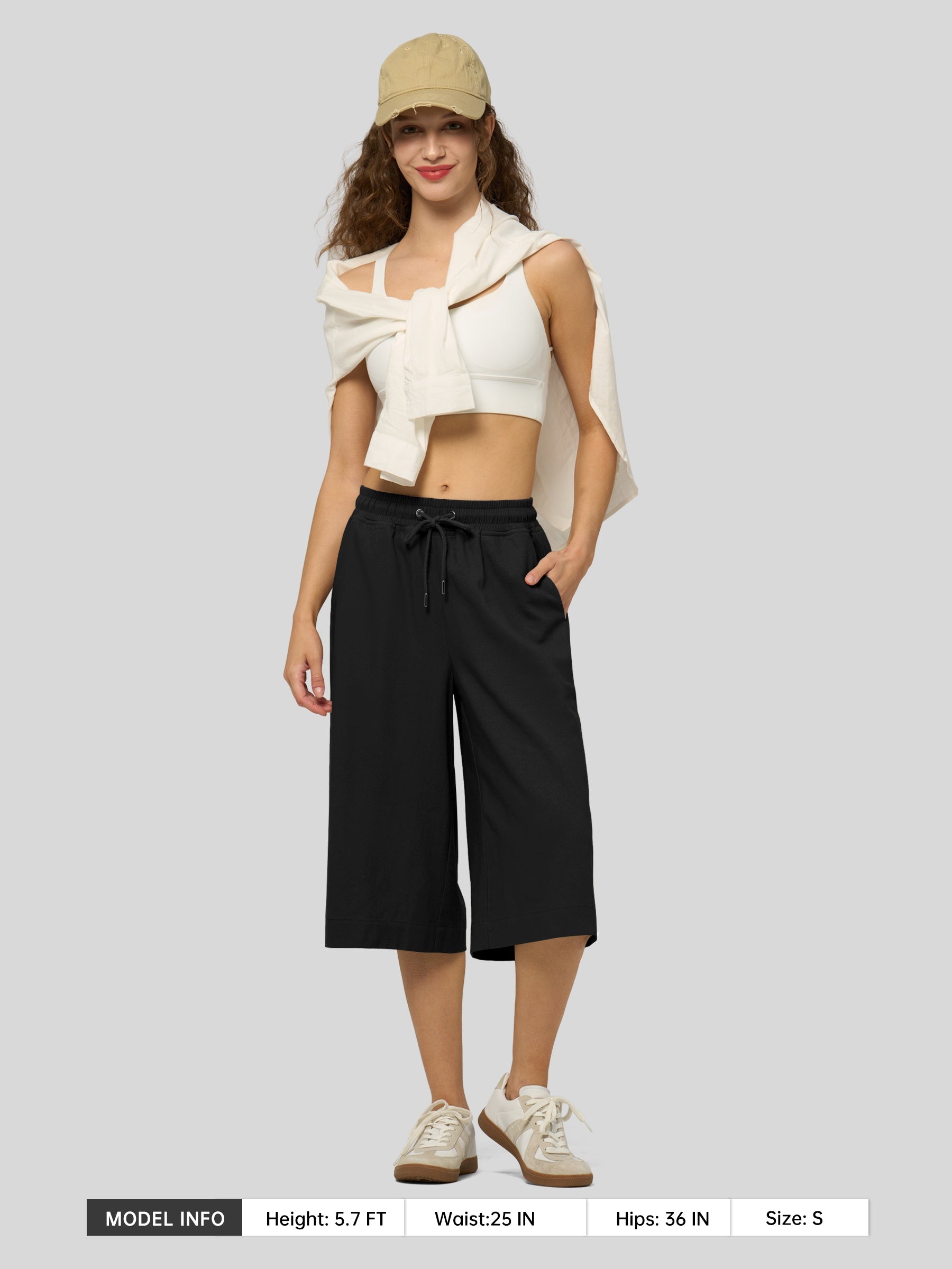 Women's Cotton Linen Easy Wide-Leg Capris - Image 20