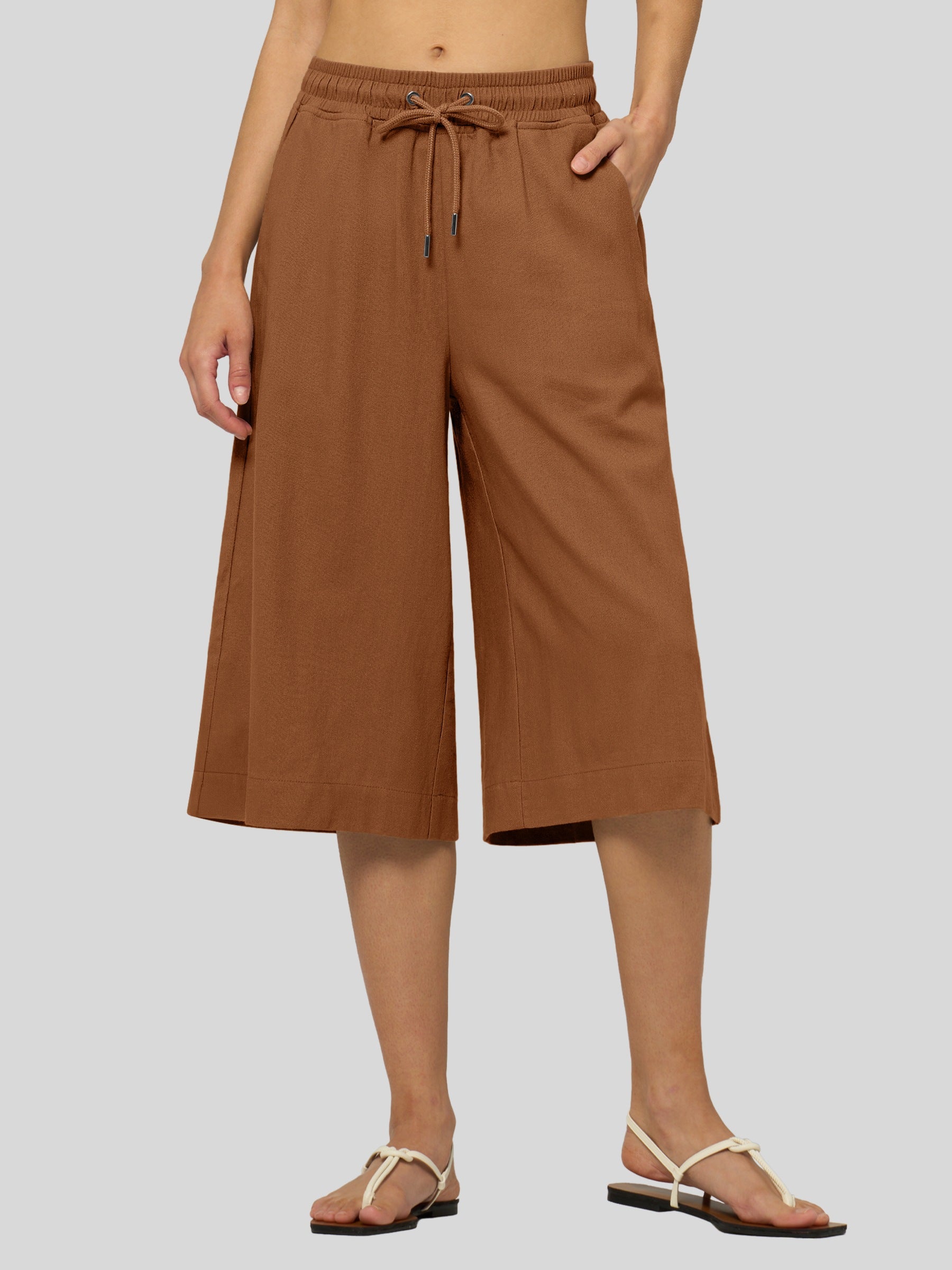 Women's Cotton Linen Easy Wide-Leg Capris - Image 21