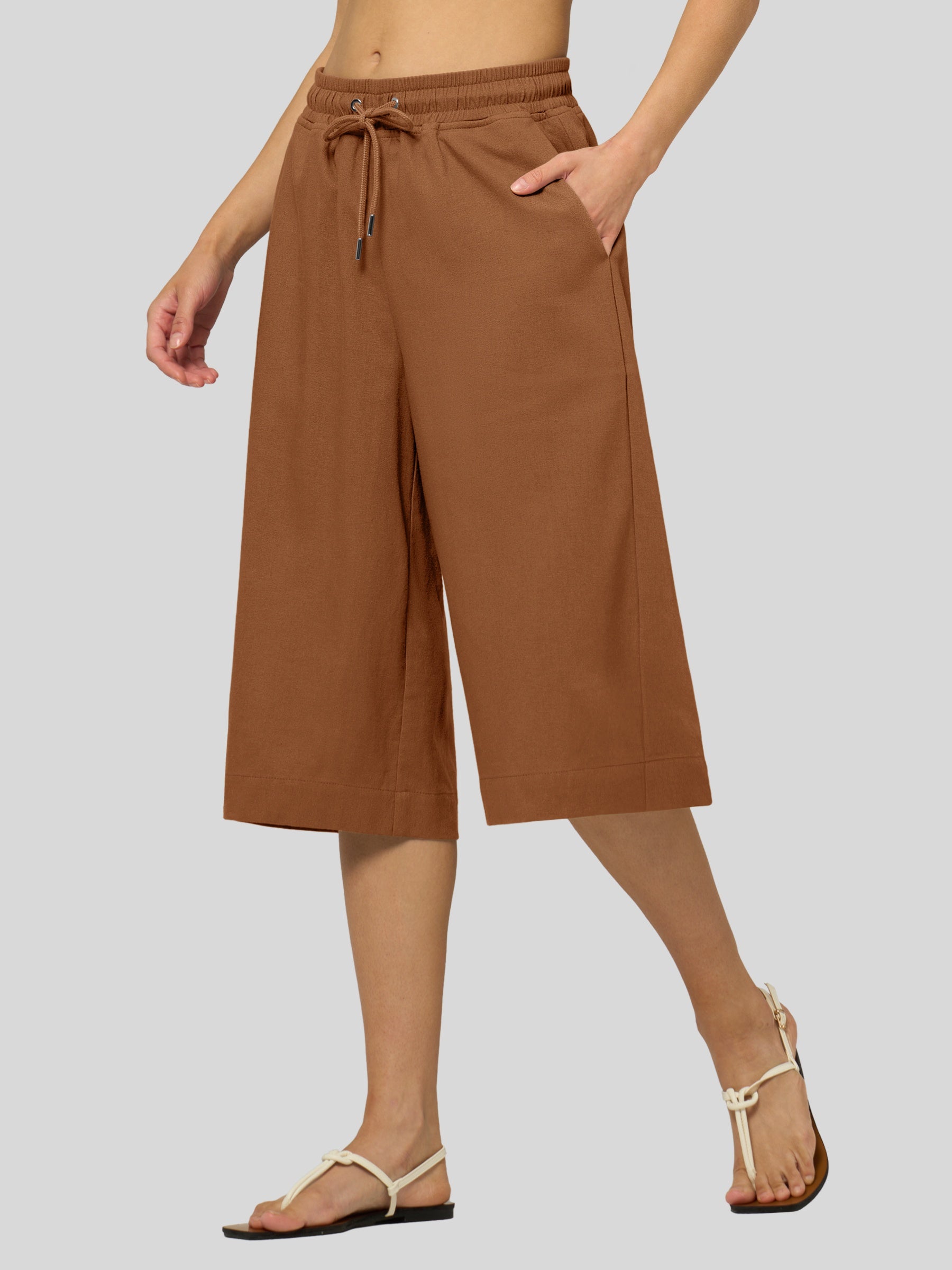 Women's Cotton Linen Easy Wide-Leg Capris - Image 22