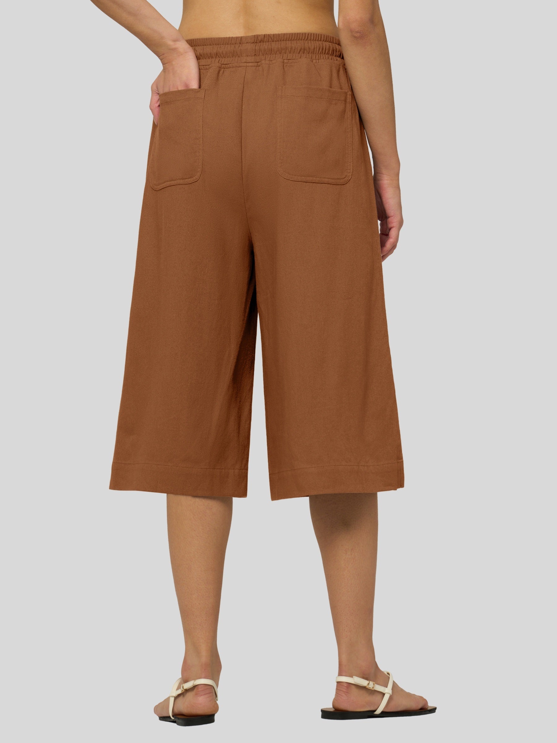 Women's Cotton Linen Easy Wide-Leg Capris - Image 23