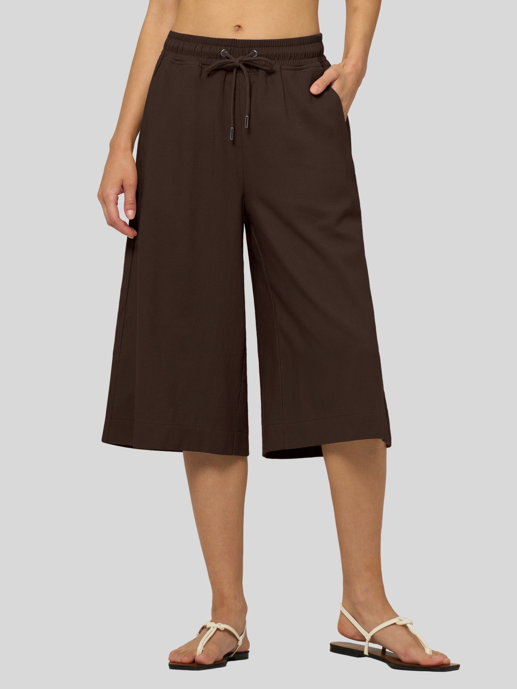 Women's Cotton Linen Easy Wide-Leg Capris - Image 26