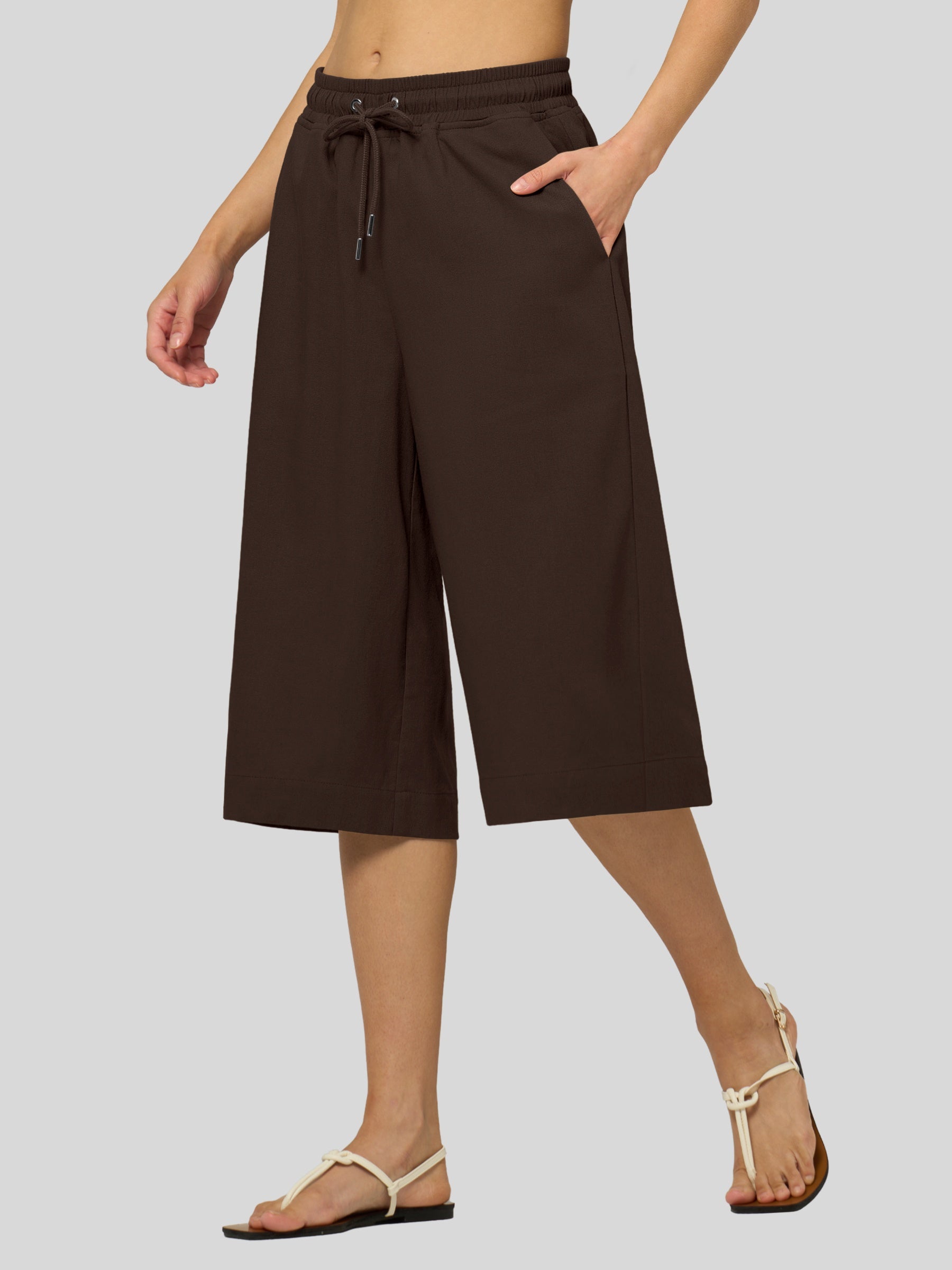 Women's Cotton Linen Easy Wide-Leg Capris - Image 27